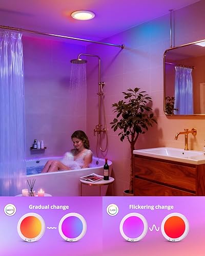 Miniatura 3 de wowatt Luz de ducha recargable con control remoto, luces RGB que cambian de color y luz blanca para la ducha, luces de ducha para dentro de la ducha