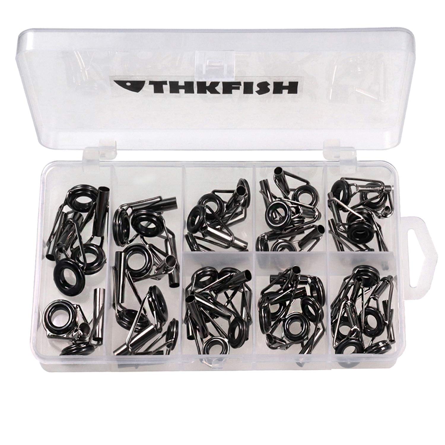 THKFISH - Kit di riparazione per canne da pesca, 40 pezzi, in acciaio INOX argentato, per riparazione di canne da pesca