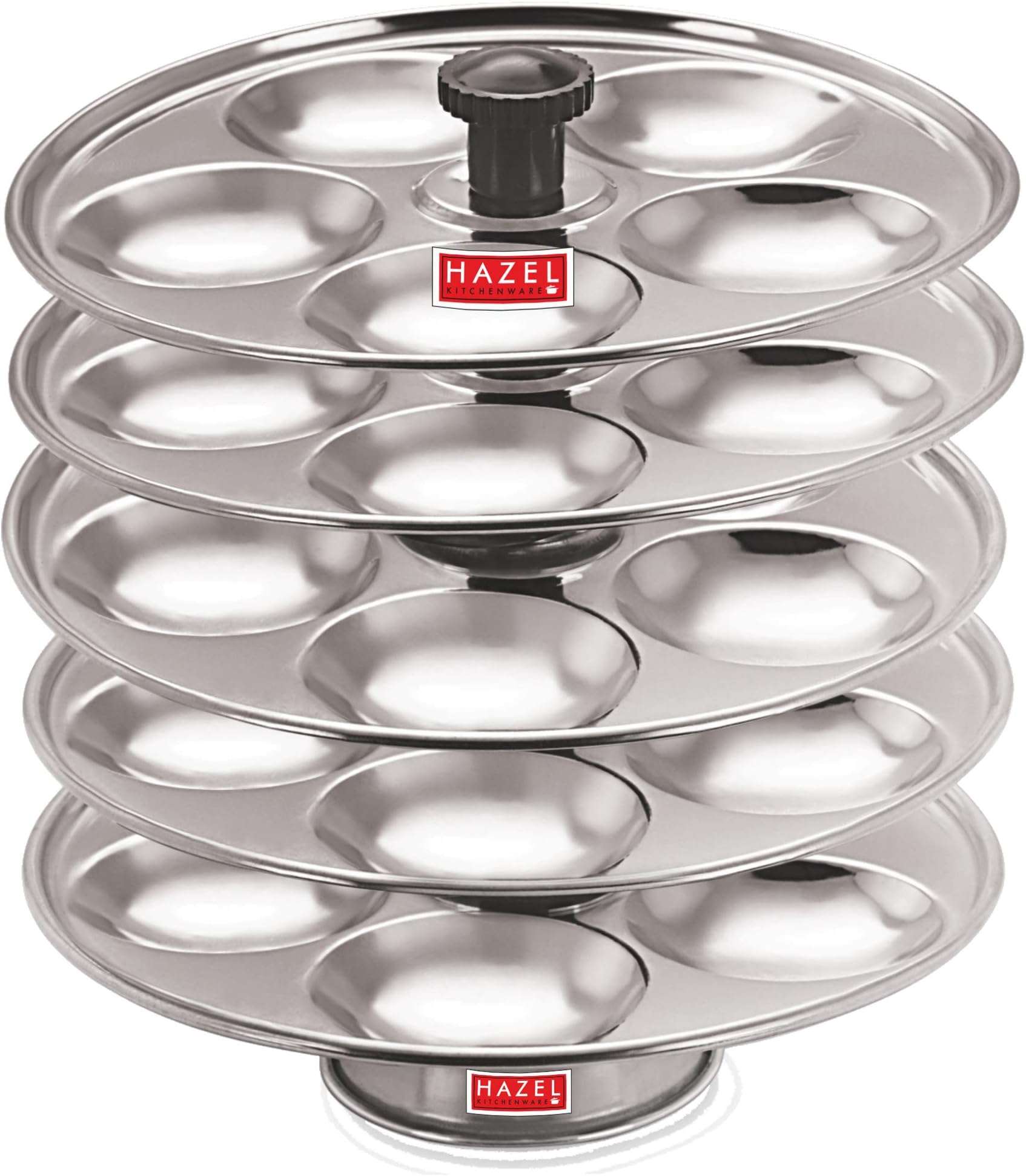 HAZEL Stainless Steel Medium Idli Plate with Stand, 5-Rack Plates, 25 Idlis