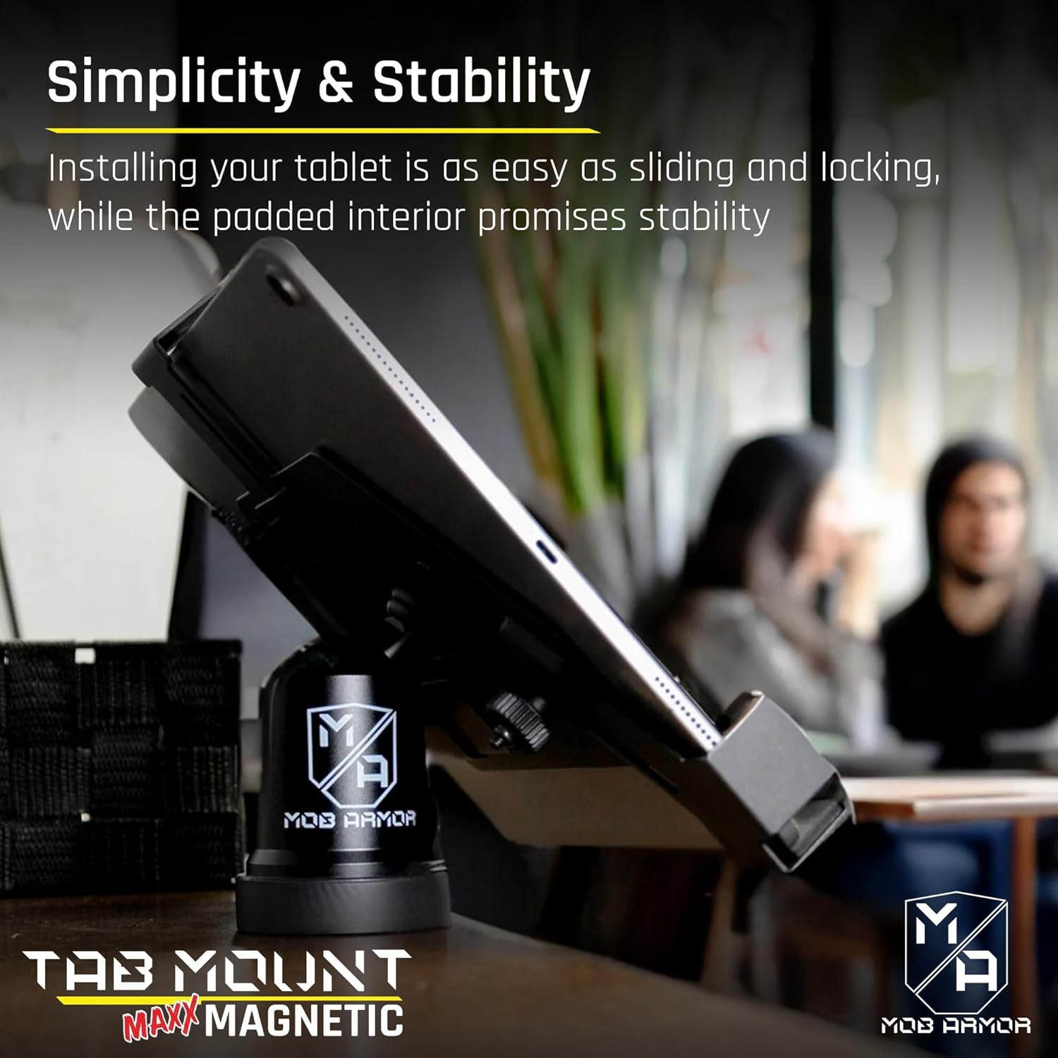 Mob Armor Tab Mount Maxx Magnetic Tablet Mount - Universal Tablet Holder with Magnetic Base for 7"-13" Tablets - Includes Adhesive Mounting Disc - Ideal for Trucks, Cars and More - Console Accessories