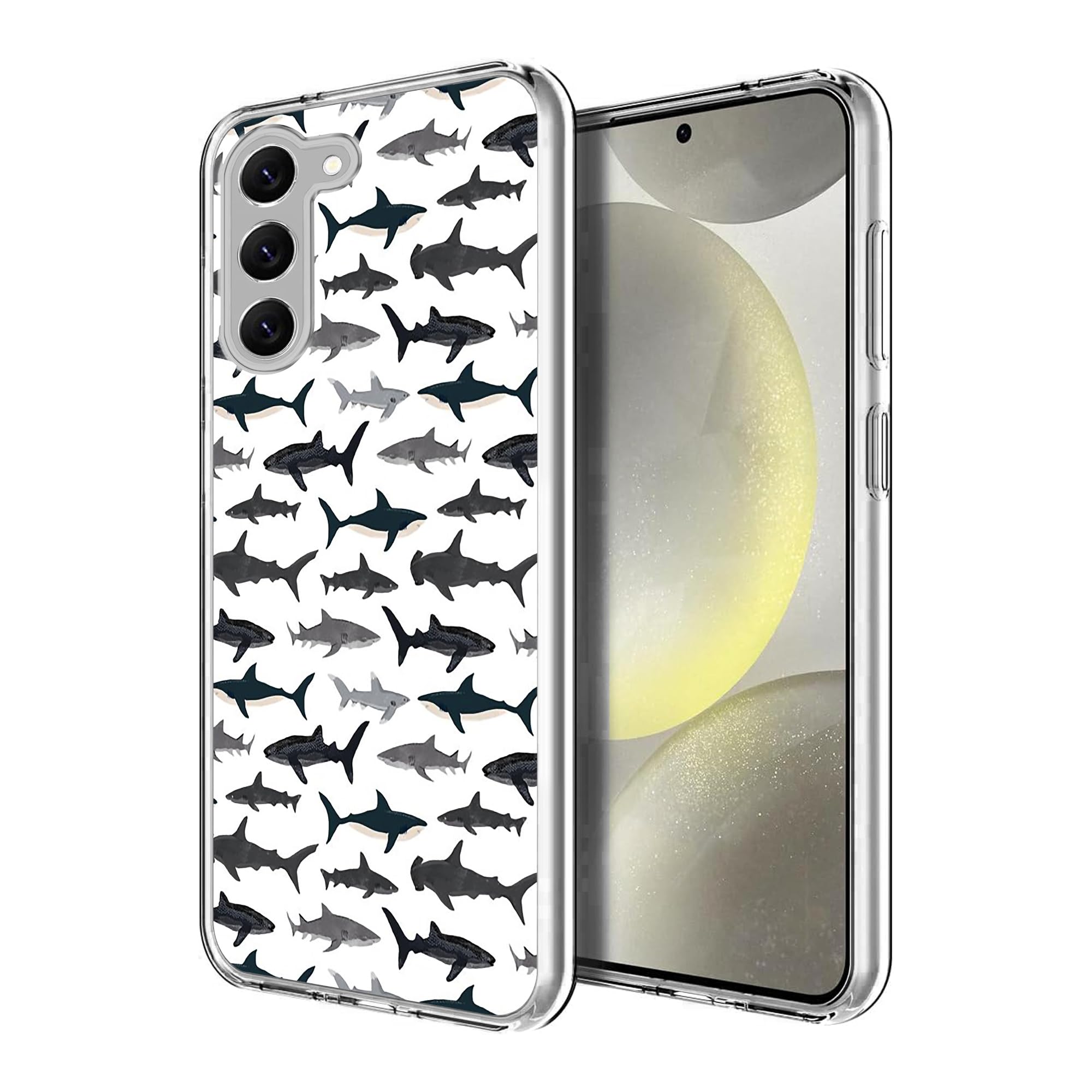 HONGZAOQIYE Fashion Case for Samsung Galaxy S24, Cool Shark Printed Hammerhead Shark Billhead Shark Shockproof Design Pattern Slim Soft Protective