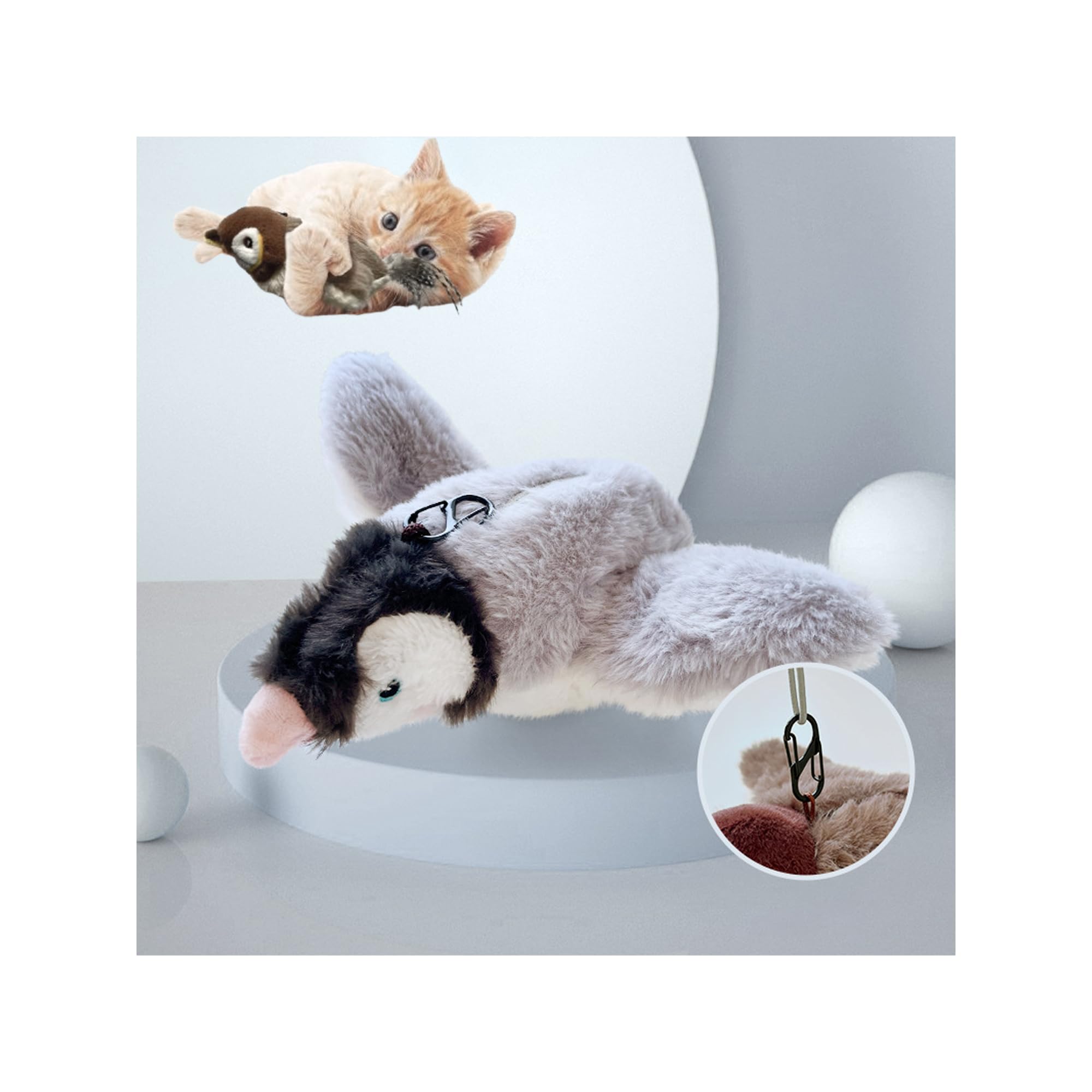 OYSMY Flying Bird Cat Toy,Flapping Bird Pet Toy,Interactive Cat Toys for Indoor Cats,Interactive Chirping Bird Toy(Penguin)