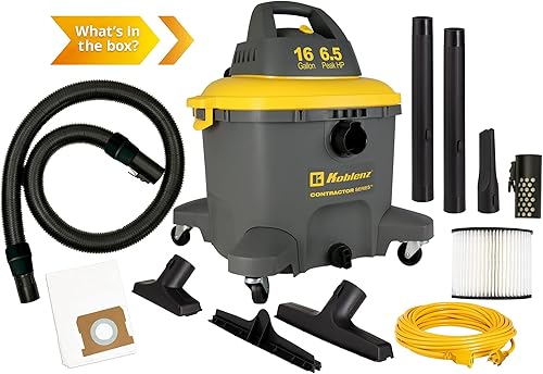 Miniatura 46 de Koblenz Aspiradora en seco y húmedo para contratistas, aspiradora para lugares de trabajo, 9.0 galones/5.5 HP potente aspiradora para suciedad seca
