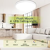 Vista 5 de hykolity – Luz LED redonda plana de 9 pulgadas con temperatura de color seleccionable (CCT), 18W, 1800 lúmenes, 3000K/4000K/5000K, luz de techo