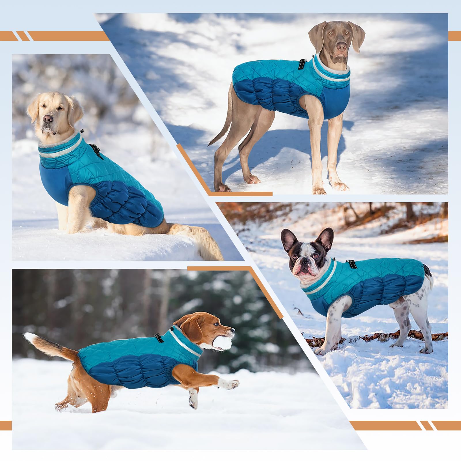 Giacca invernale per cani Accogliente cappotto riflettente impermeabile per cani, caldo indumento per animali domestici, abiti in pile per cani per la stagione fredda con chiusura a cerniera