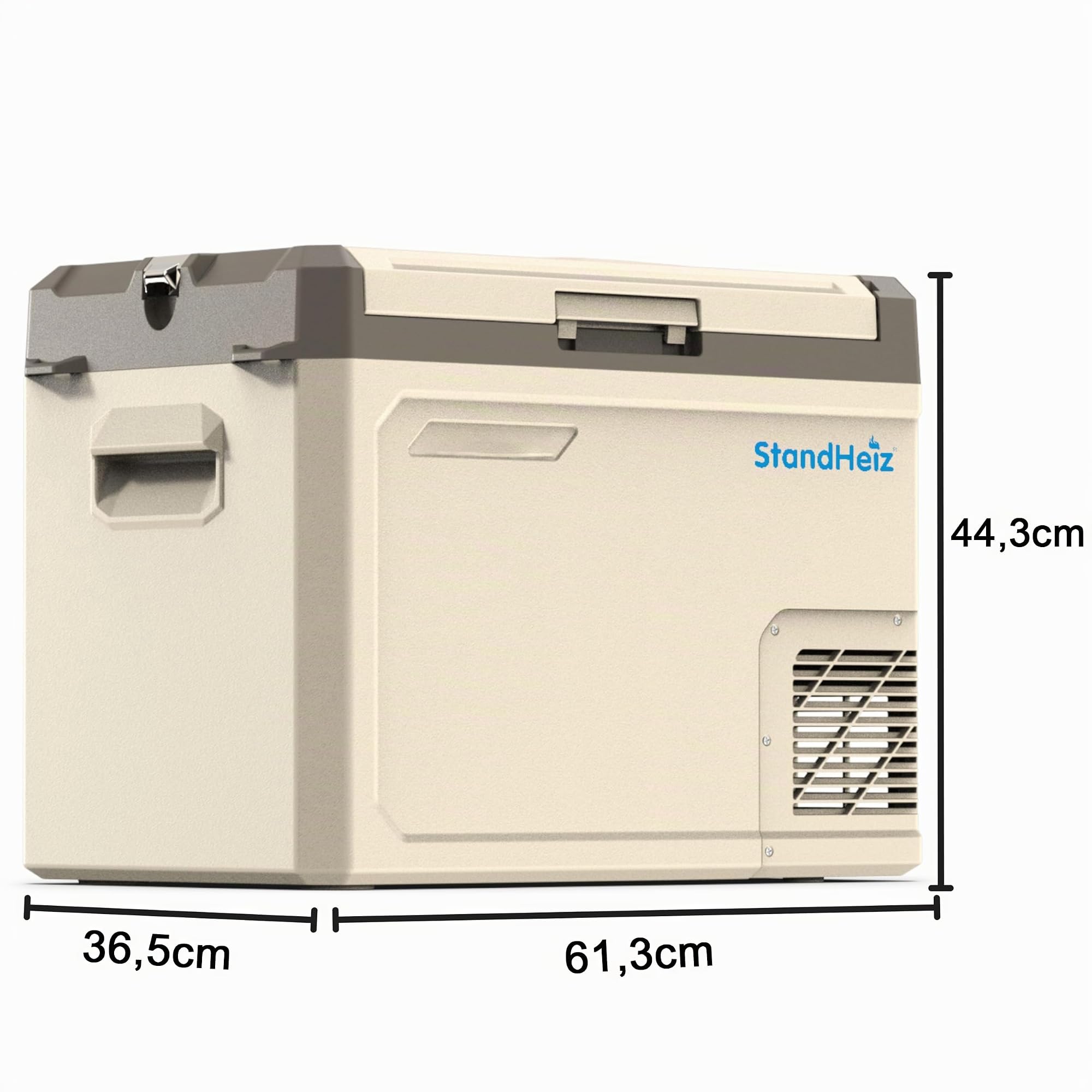 Kompressor Kühlbox 40L – Mini Kühlschrank mit App-Steuerung & ECO-Modus, 12V/24V/230V für Auto, Camping, Wohnmobil & LKW, Gefrierfunktion bis -20°C, Beige-Braun