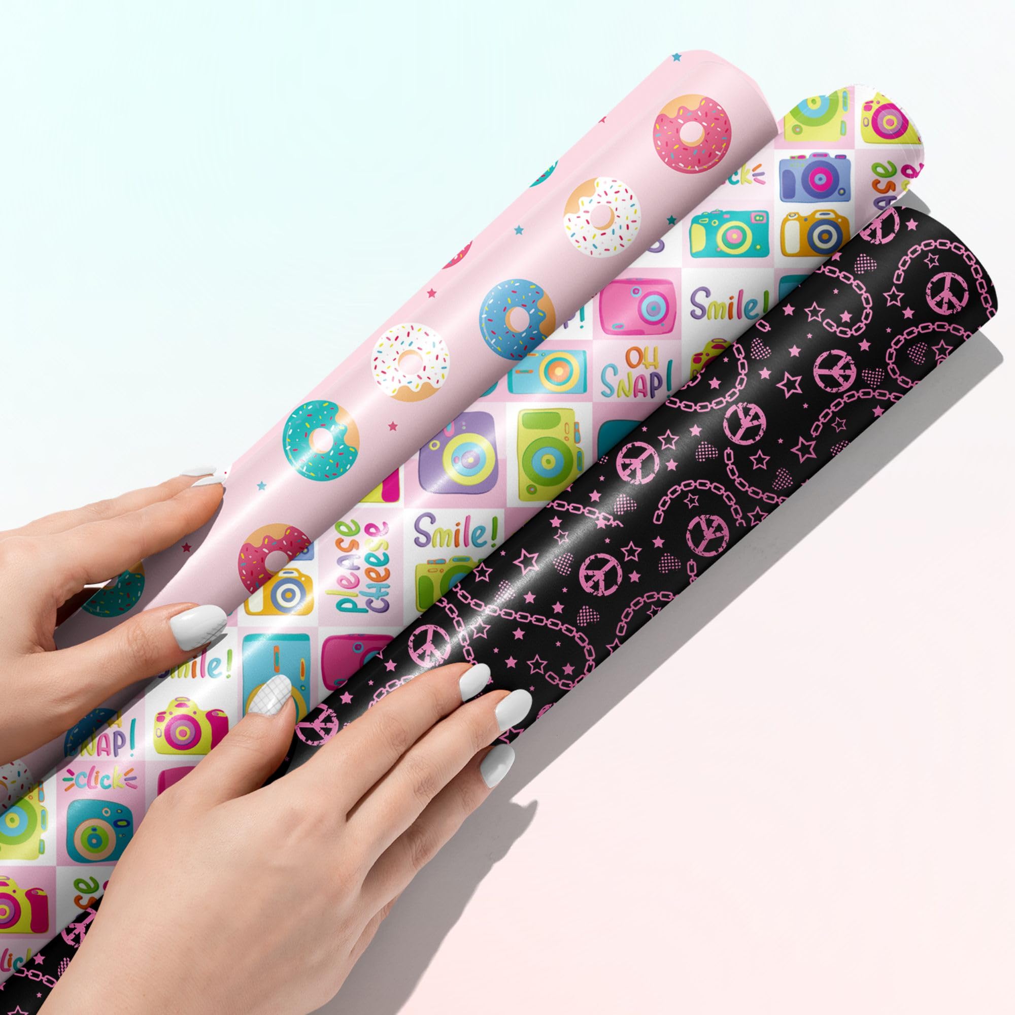 DOODLE Premium Design Colorful Wrapping Paper Sheet For Gift Packing For All Occasions | 19.50 X 28.75" | 90 Gsm | Gloss Art Paper | Set Of 6 - Teentrend 3,Multicolor