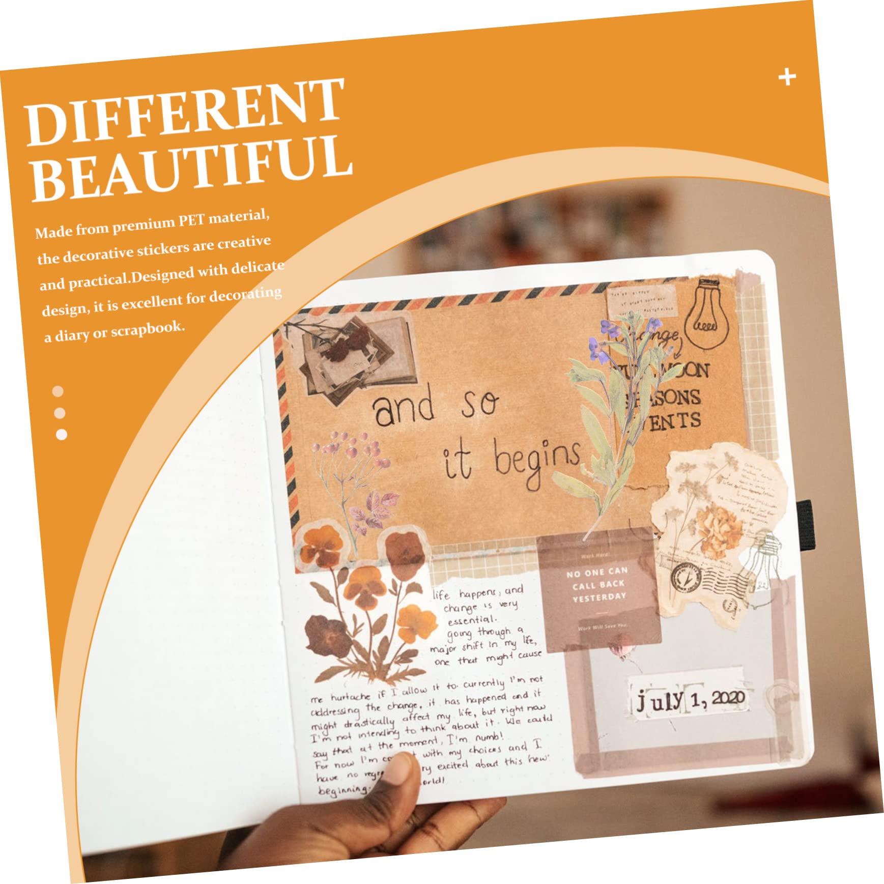 Tofficu 600stücke Pflanzenaufkleber Im Vintage-stil Wasserdichte Transparente Pet-dekorationsaufkleber Für Scrapbooking Und -handarbeiten Blumen Und Pilzmuster Für Notizbücher Und