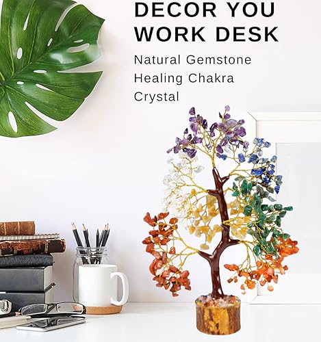 Miniatura 5 de SEMPYIX Cristales y piedras curativas, árbol de dinero curativo, árbol bonsái, árbol de la vida de chakras, siete piedras de chakras, decoración de