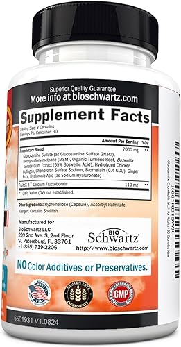 Miniatura 7 de Glucosamina - MSM  condroitina MSM con cúrcuma para alivio del dolor de cadera articulaciones y espalda Suplemento antiinflamatorio con ácido