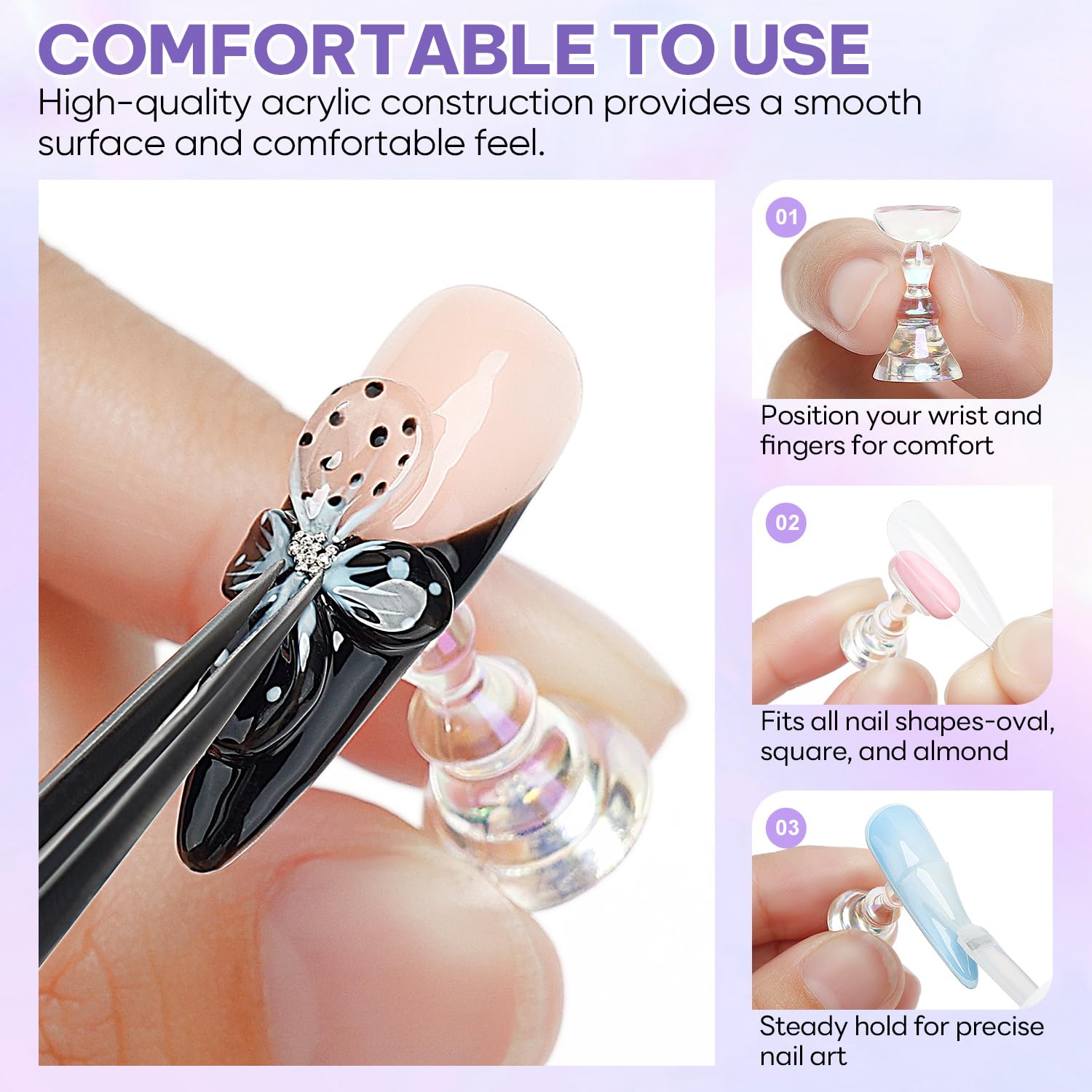 Nicedeco Magnetic stojak na paznokcie Practice Holder uchwyt na paznokcie do ćwiczeń uchwyt na paznokcie stojak na paznokcie do samodzielnego manicure i nakładania paznokci, zawiera 96 sztuk gliny