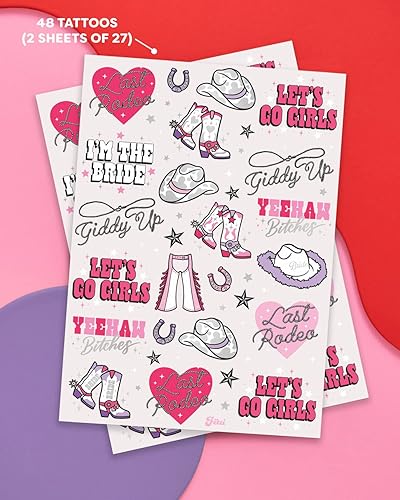 Miniatura 2 de xo, Fetti Last Rodeo - Tatuajes temporales de despedida de soltera  48 estilos de purpurina  Decoración de fiesta de despedida de soltera Giddy Up