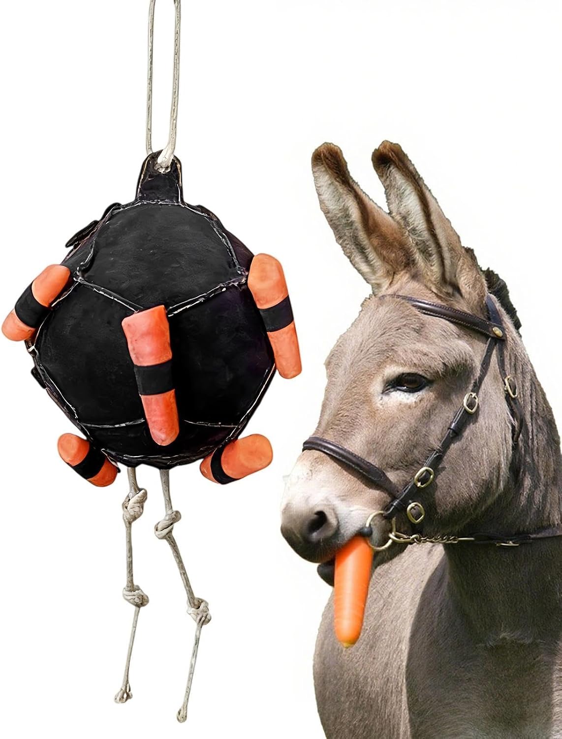Hay Feeder – Interactive Horse Feeding Ball, Slow Feed Livestock Treat Dispenser with Hanging Rope Design, Boredom Relief Activity Enrichment Function, Ideal for Horses Goats Sheep Barn Stable Paddock