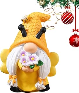 Figura de abeja - Resina duradera, diseño colorido | Estatua de la abeja enana para decoración de jardín, balcón, terraza, escultura exterior única, objeto decorativo divertido para exteriores