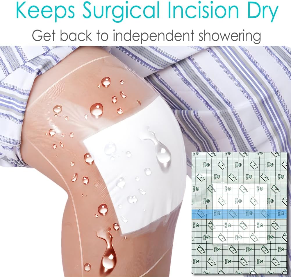 12" x 16" Shower Shields Wound Cover, Large Waterproof Bandages with Non-Stick Central Pad for Central Line Chemo Port Chest Catheter Shower Cover PICC Line Shower Protector Dressings 14 Pcs