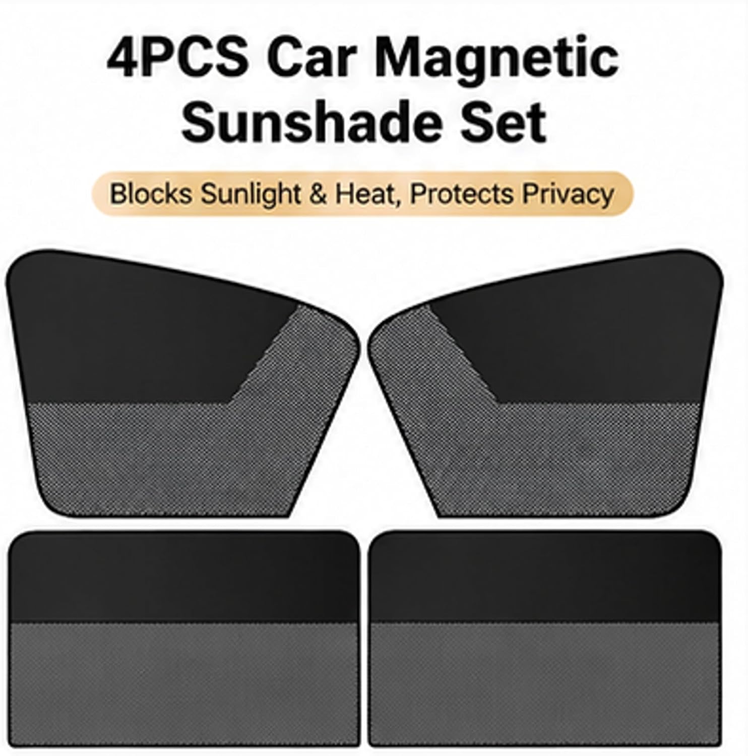 Semi-Blackout Magnetic Car Window Shades, 4 Pack