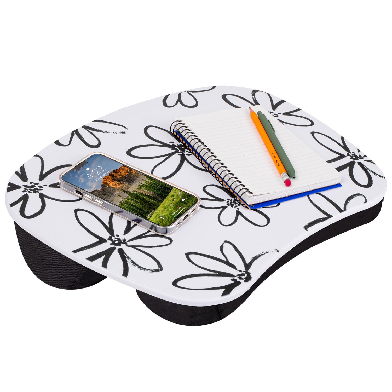 LAPGEAR MyStyle Portable Lap Desk with Cushion - Brushed Flower - Fits up to 15.6 Inch Laptops - Style No. 45308
