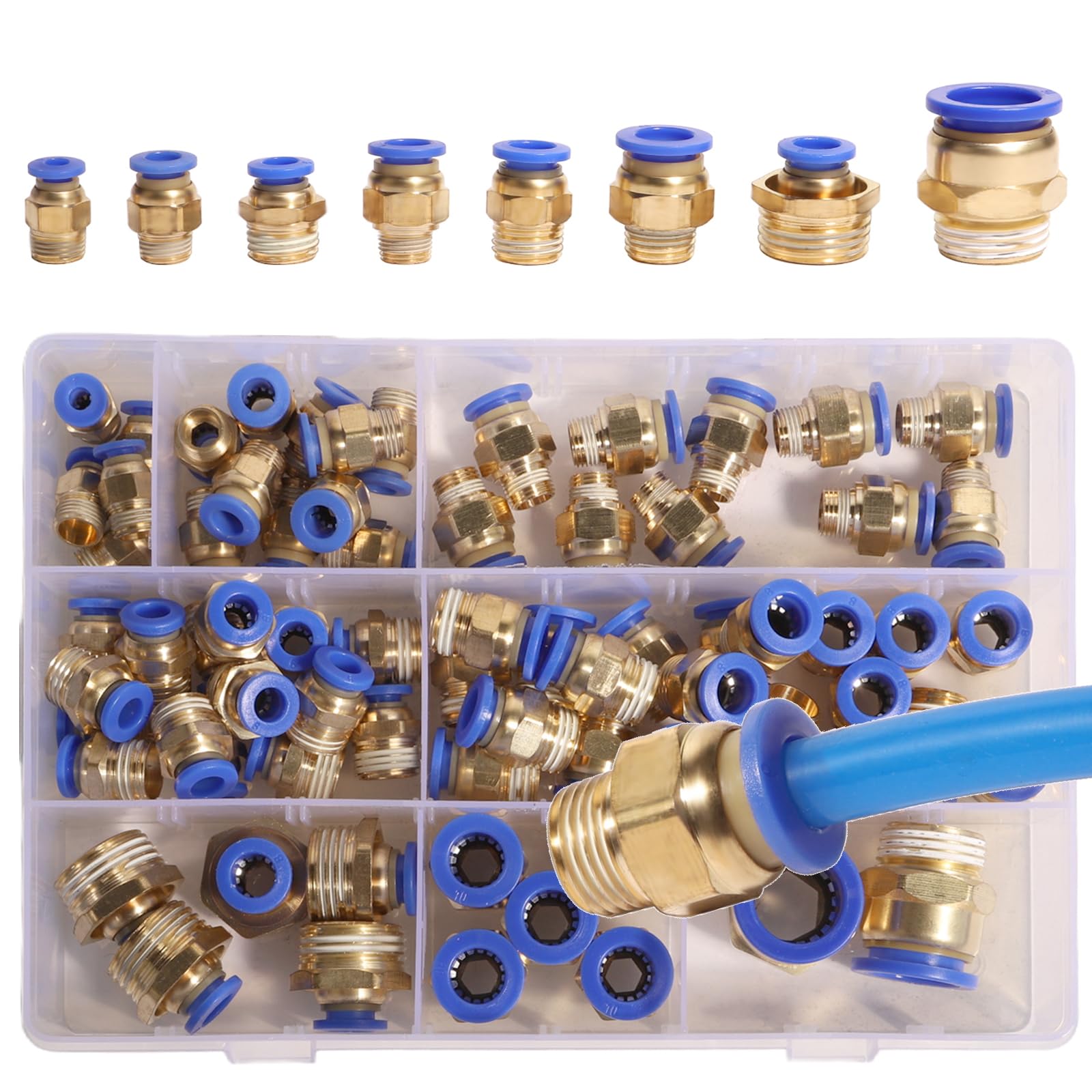 Shengbowi Pneumatic Fittings: Push to Connect Quick Connect, Straight 4mm Tube OD x 1/4 BSP Male Thread for Air Compressors