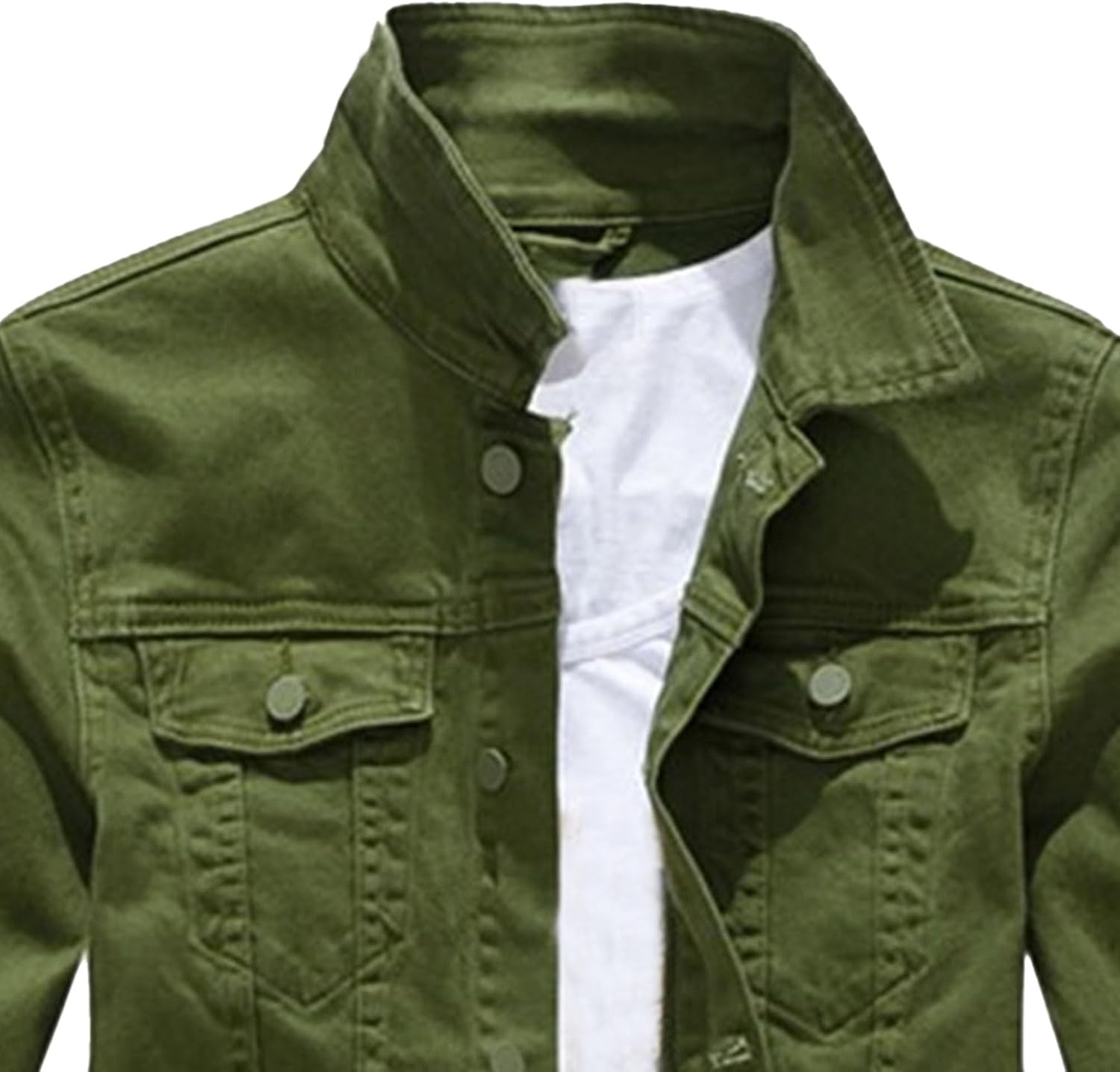 DGHM-JLMY Men's Denim Trucker Slim Fit Jackets Regular Button Long Sleeve Jean Coats Casual Fashion Denim Lapel Jacket