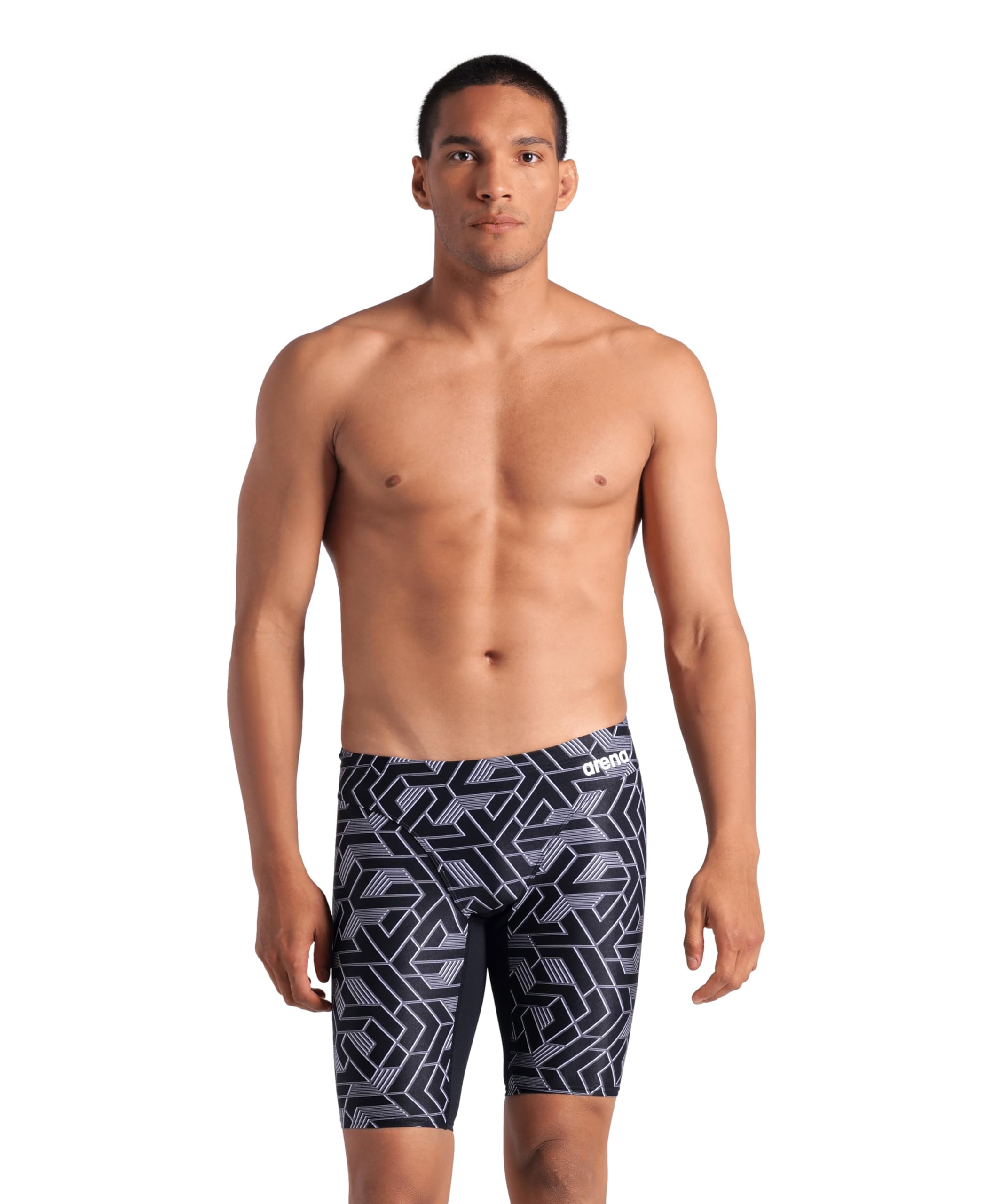 Arena Men's Black/Team Black Performance Escape Swim Jammer Athletic Swimwear Professional Swimsuit