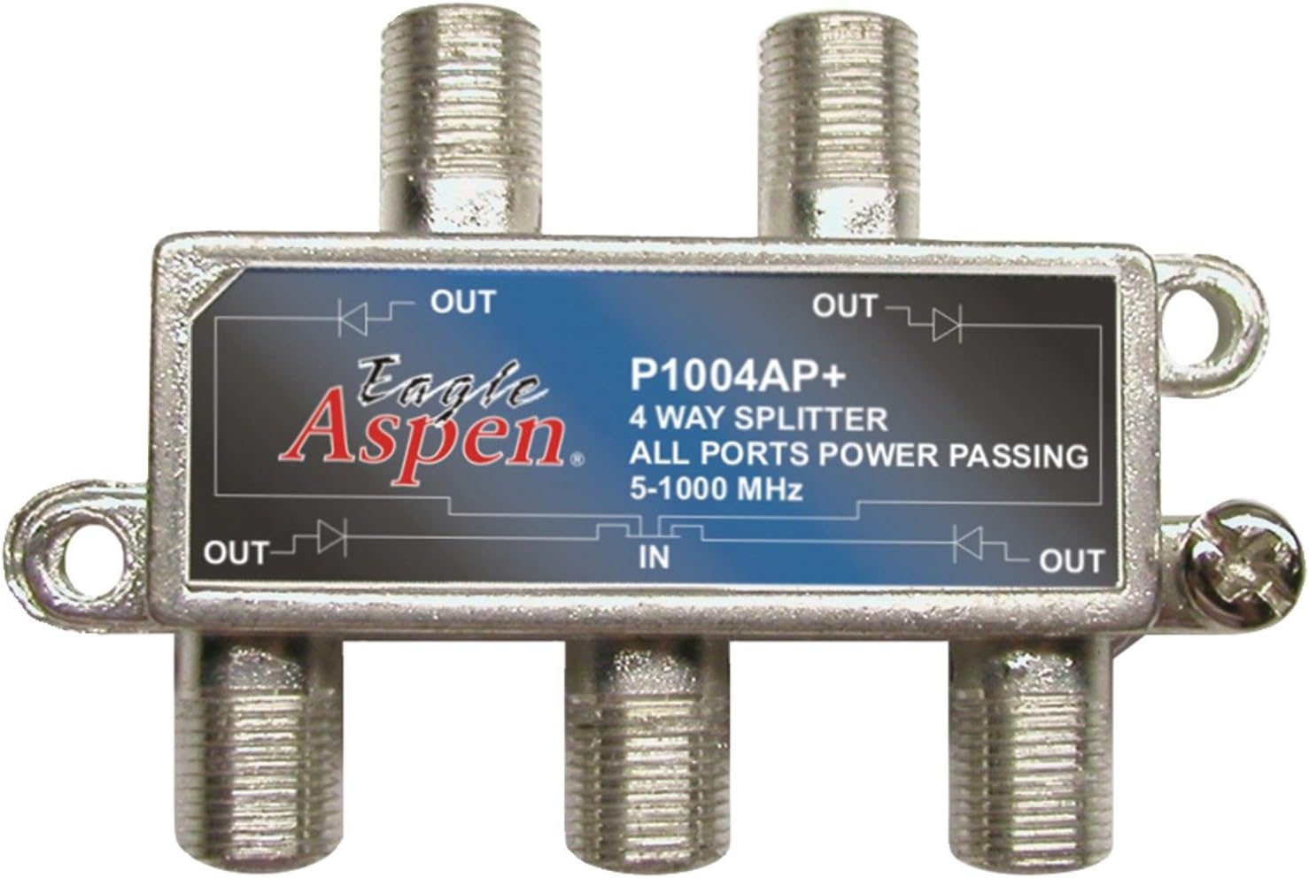 500304 1, 000MHz Splitter (4 Way) Home Audio Crossover, Silver