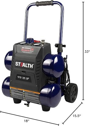 Miniatura 9 de Stealth Compresor de aire ultra silencioso de 4.5 galones, 1.3 HP sin aceite pico 150 PSI 65 decibelios compresor de aire, 4 CFM @ 40 PSI 3 CFM @ 90
