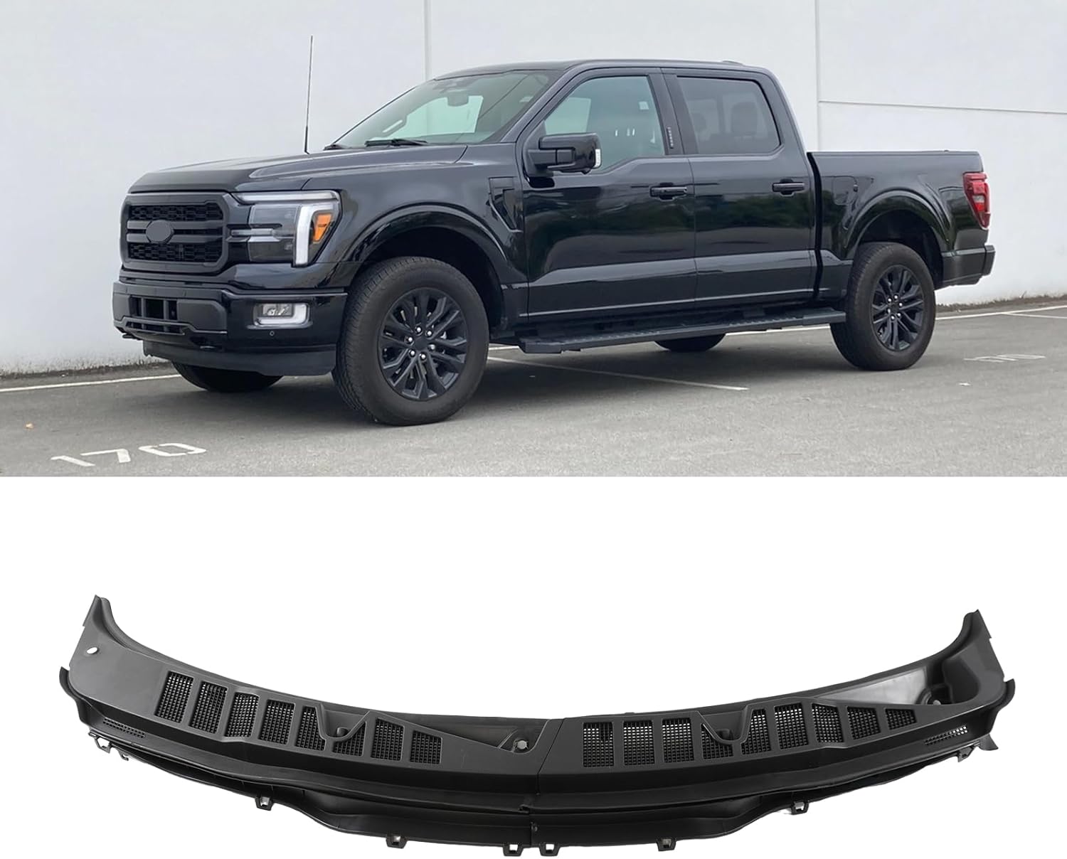 2PCS Windshield Wiper Cowl for Ford F150 2021-2024 Only Fit with Black Apperance Package ML3Z-15022A69-BA ML3Z-15022A68-BA OE Replacement