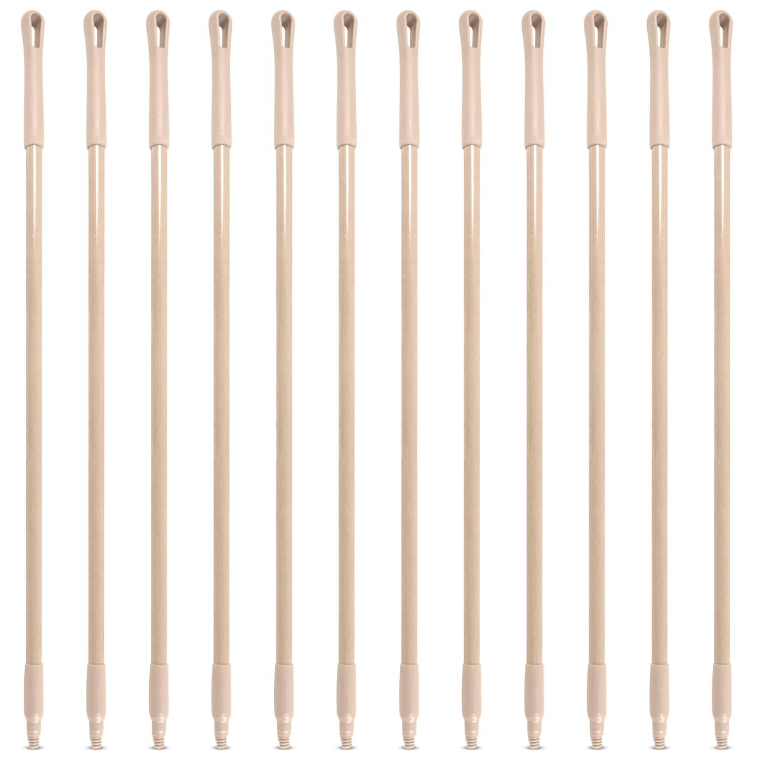 SPARTA 41225EC25 Fiberglass Broom Handle, Mop Handle, Replacement Handle With Acme Threaded Tip For Commercial Cleaning, 48 Inches, Tan, (Pack of 12)