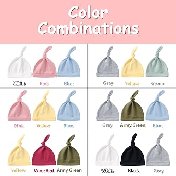 Custom Name Baby Hats for Boys Girls, Personalized Soft Infants Beanies for Newborn, 3 Pack Knot Hat Cap 0-6 Months