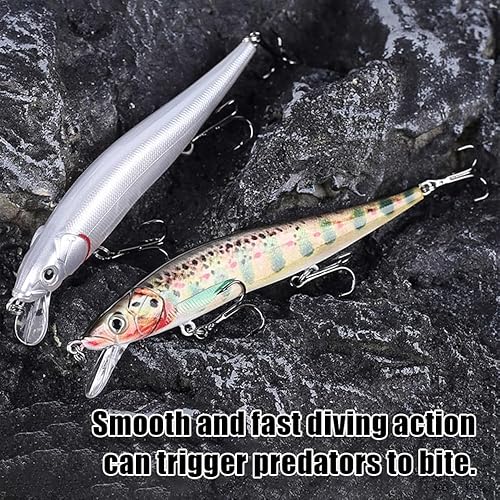 Namolit Iscas de pesca duras que afundam isca de balanço de minnow com olhos realistas 3D Detalhes d