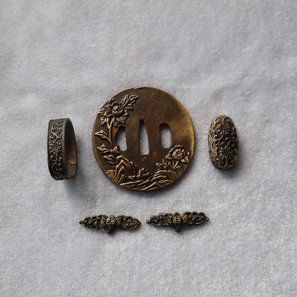 Boyu Japanese Samurai Sword KOSHIRAE–TSUBA FUCHI KASHIRA MENUKI Antique Copper 01-15
