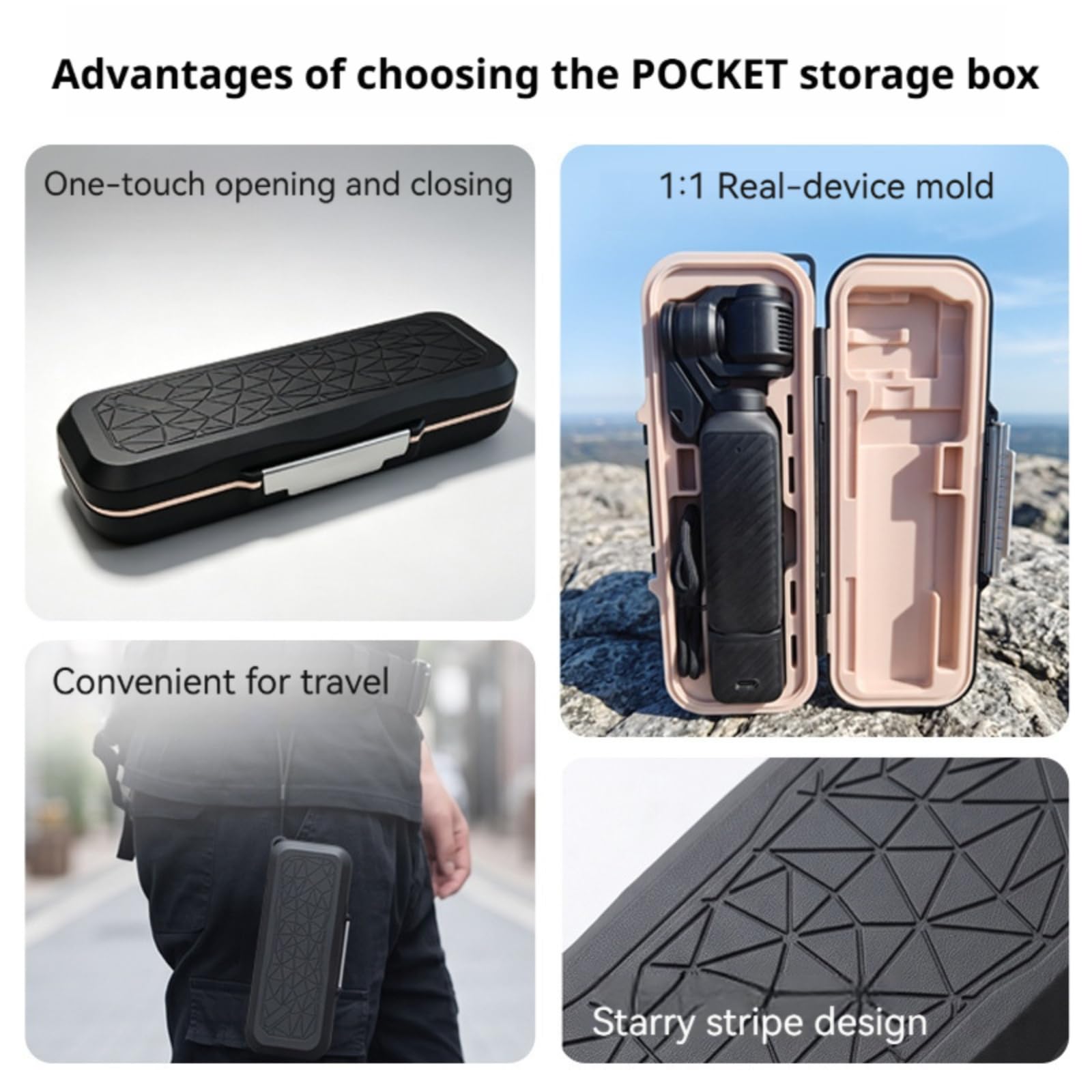 Zestaw ochronny kompatybilny z DJI Osmo Pocket 4, etui do przechowywania + 2 szt. ochraniaczy obiektywu ekranu, twarda obudowa, pudełko do przenoszenia, folia hartowana bez pęcherzyków