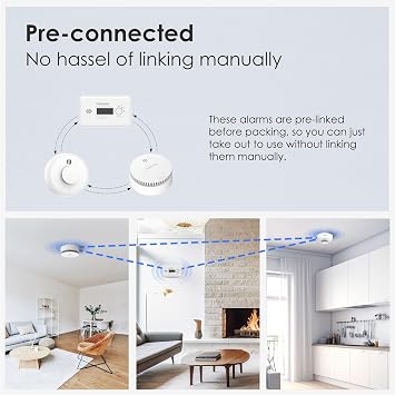 Wisualarm Interlinked Smoke Alarms, Wireless Interlinked Smoke,Heat and Carbon Monoxide Alarm Kit,Pre-linked,Compliant with Scotland & England Law (1 Smoke + 1 CO + 1 Heat)