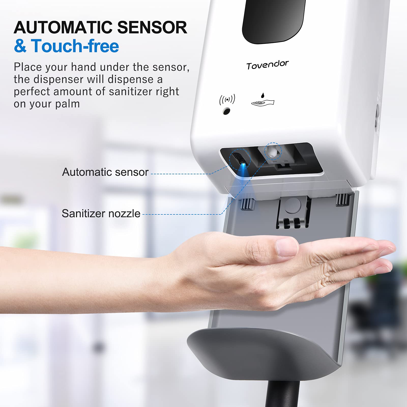 Tovendor Automatic Hand Sanitizer Dispenser with Stand and Drip Catcher