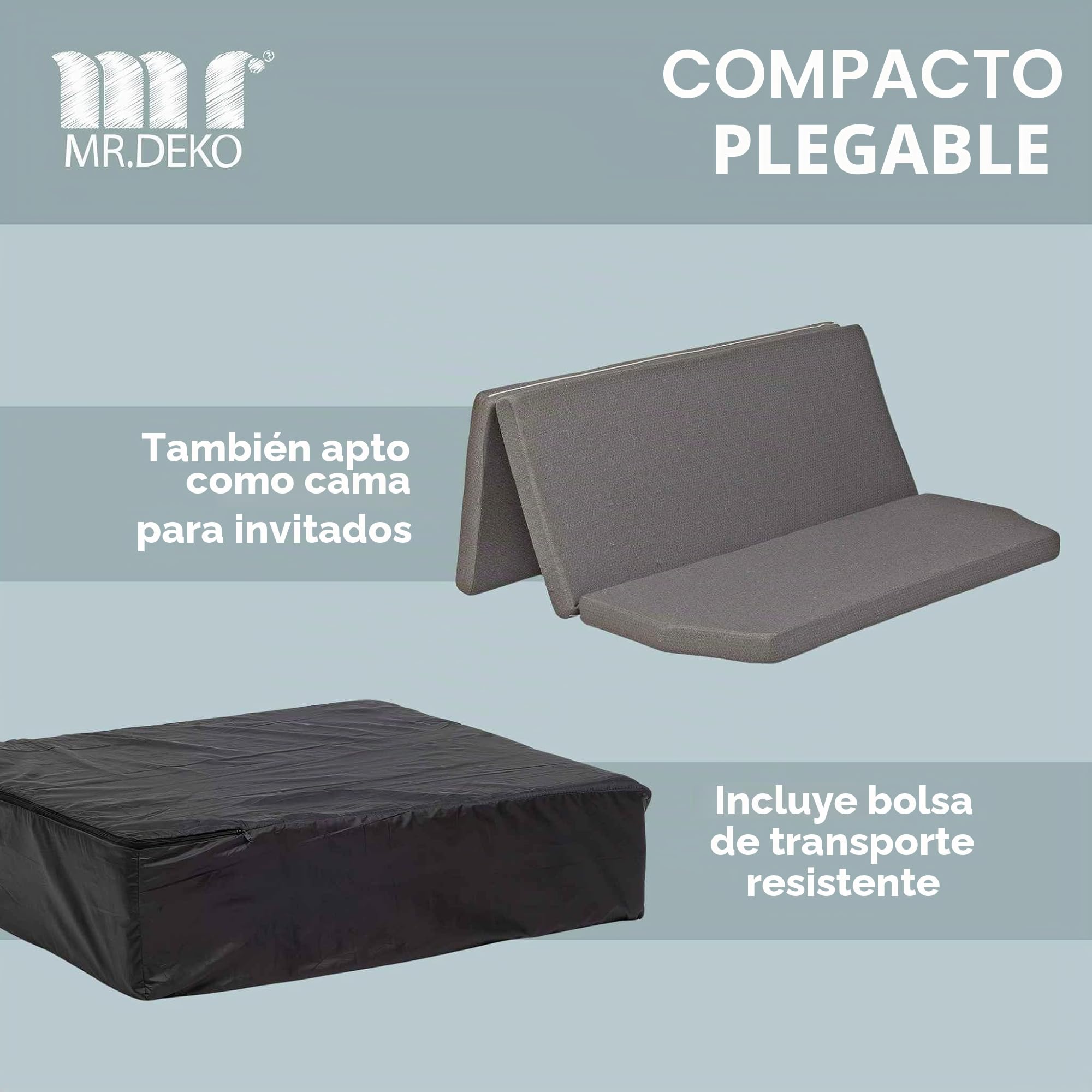 Camper’s Delight Colchón Plegable VW Van T5 T6 T6.1 | Colchoneta Viscoelástica Camper Furgoneta California Beach Transporter | Cama Plegable Multiflex Camping Caravana Viajes 148x185x8cm Gris