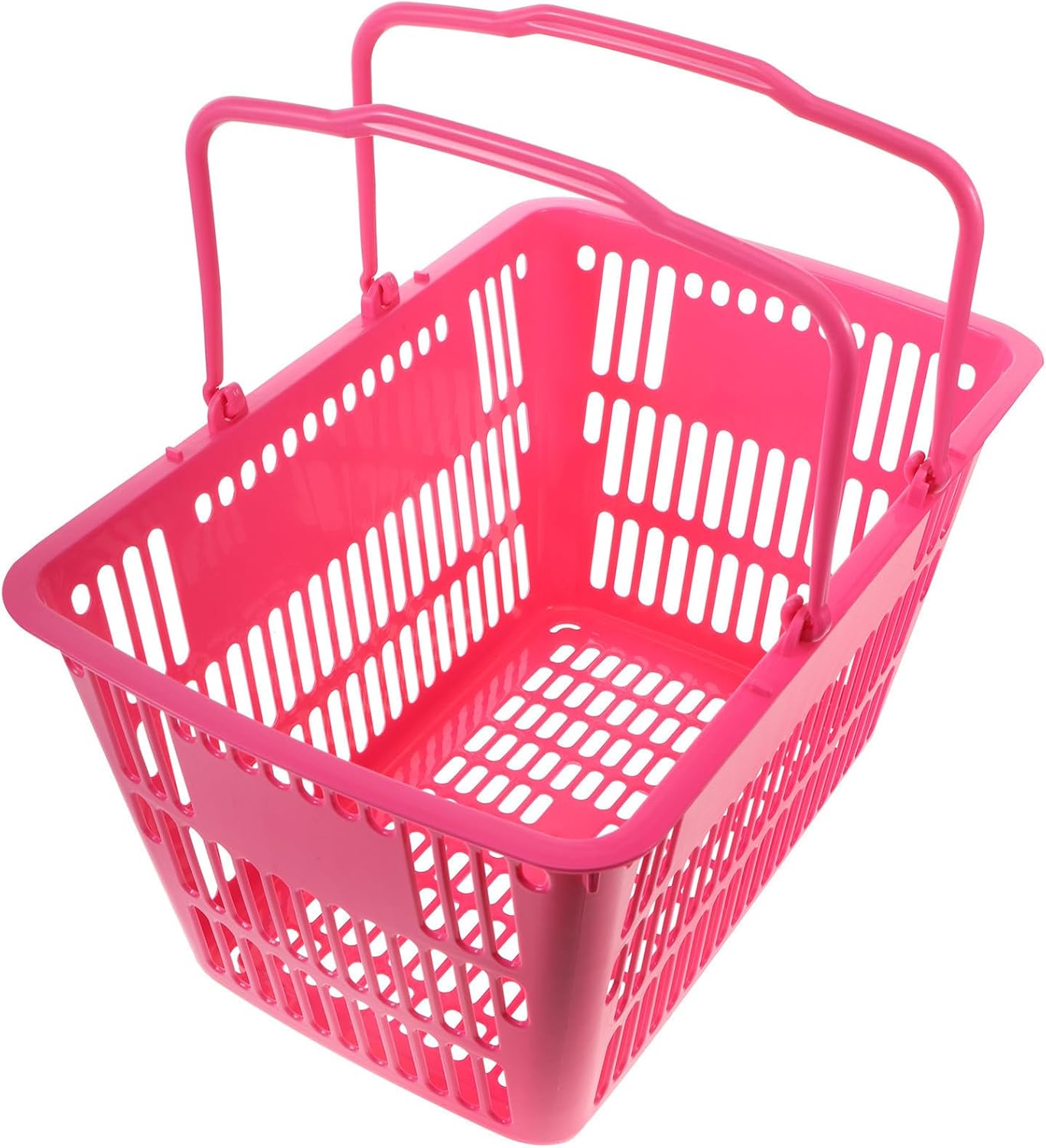 Plastic Shopping Basket with Thickened Design and Hand-held Handle, Easy Carrying Commercial Use Storage Basket for Groceries and Desktop Organization