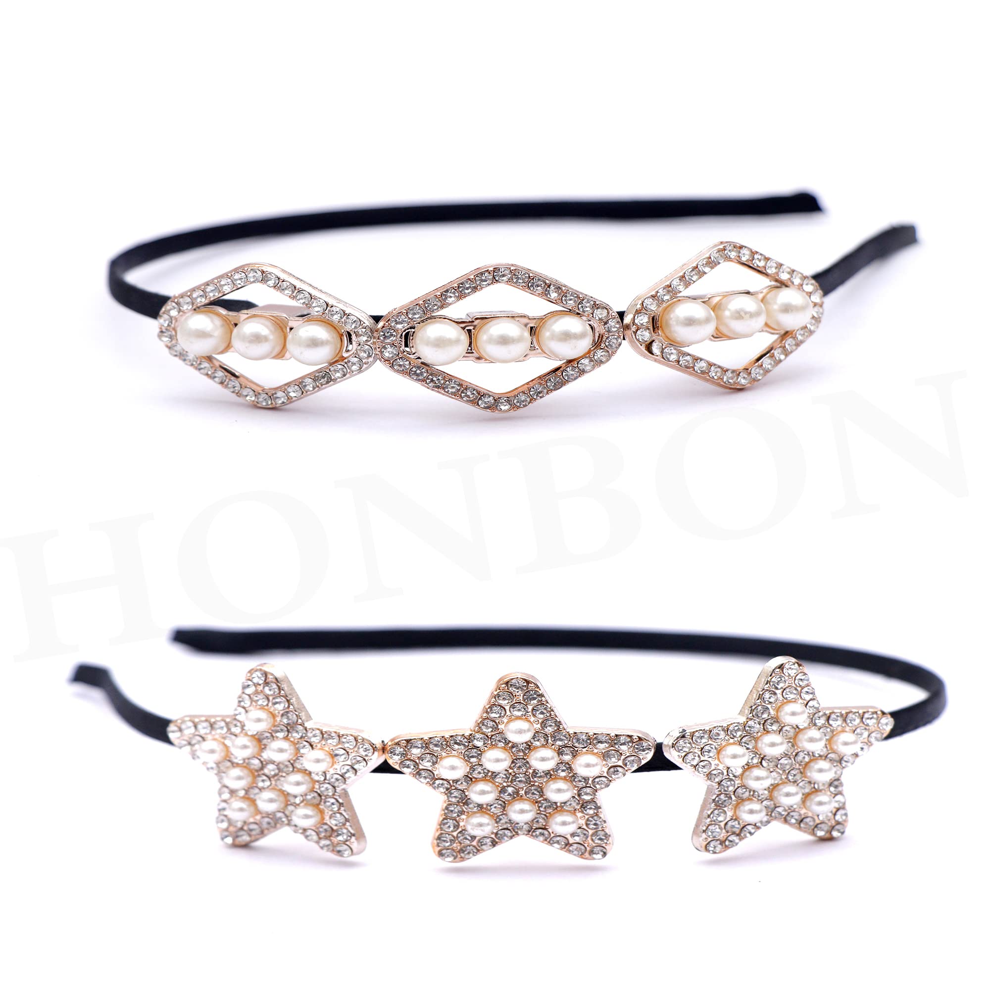 Honbon Rhinestone Hairband Crystal Hairbands Hair Bands Headdress Bridal Headpieces Crown Tiera 2pcs (B0B8JD3PM7) Amazon Price History, Amazon Price Tracker