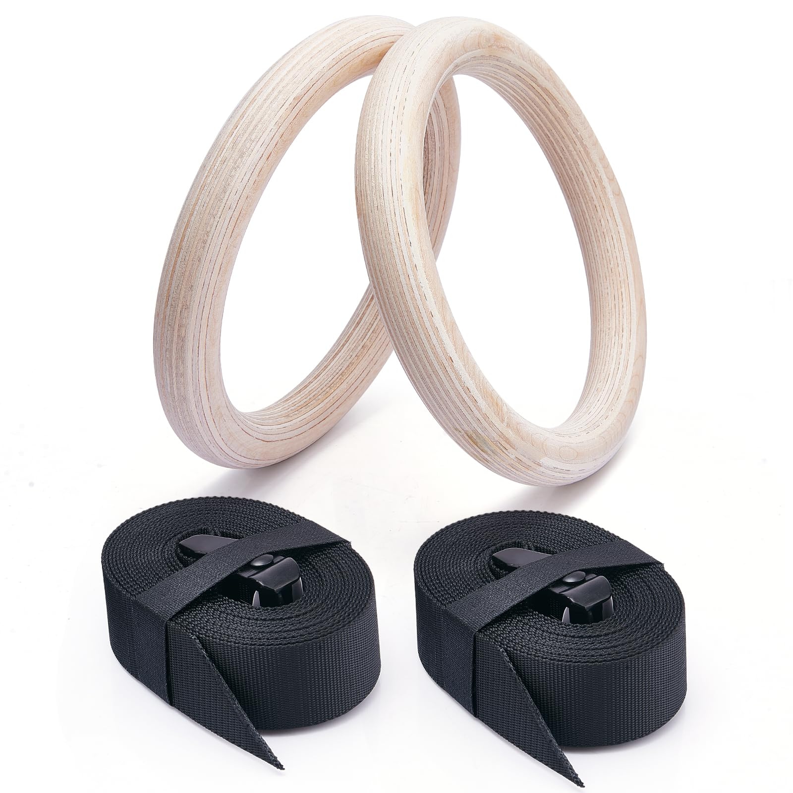 Anelli da Ginnastica in Legno, Anelli Calisthenics,Anelli Palestra con Cinghie e Borsa,Anelli da Ginnastica Legno,Allenamento per Palestra di Casa & Fitness,Spessore 28 mm, Cinghie Regolabili