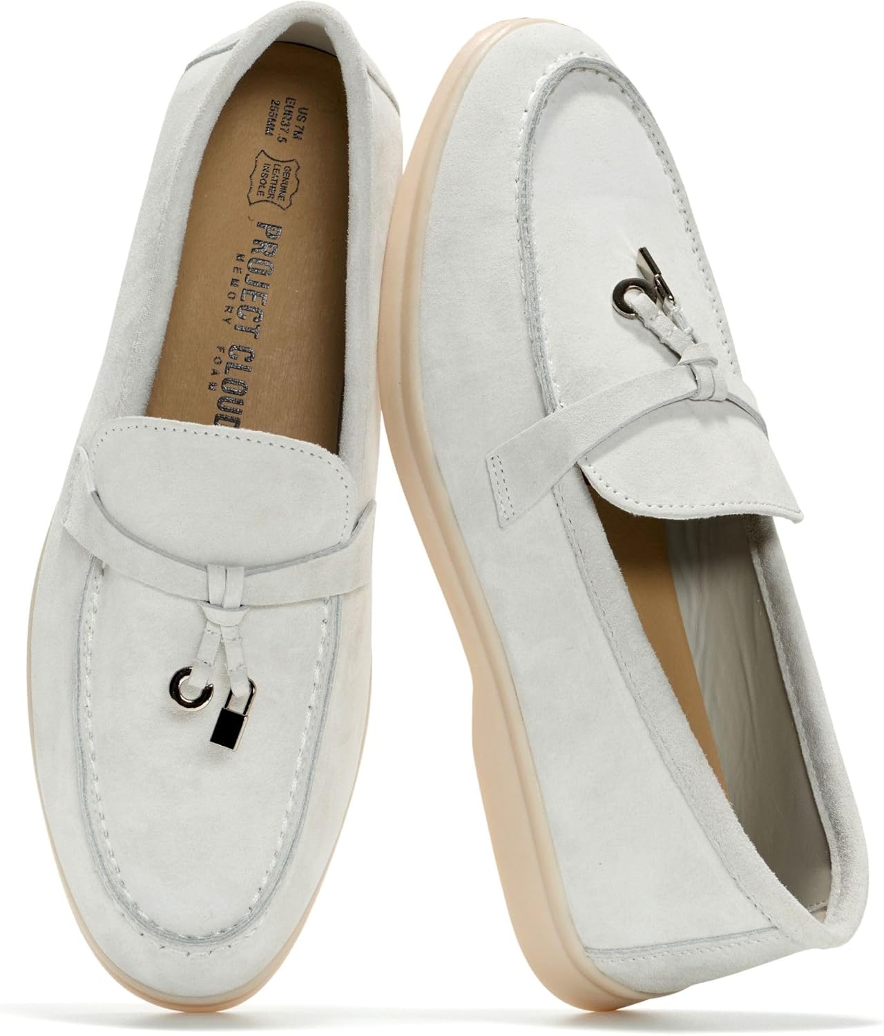 Project Cloud 100% Genuine Leather Womens Shoes - Lightweight Moccasins Loafers for Women with Memory Foam and Leather Insole - Non-Slip Casual Womens Slip on Shoes for Women (Iris)