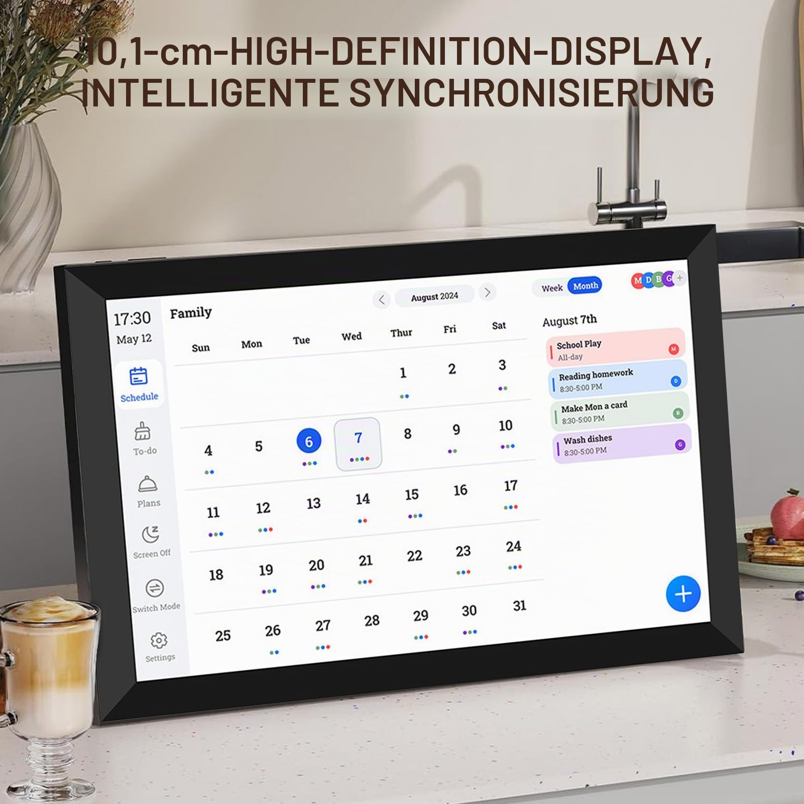 SENECESLI 10.1 Zoll WIFI Digitaler Kalender Wand + Digital Bilderrahmen 2 in 1, Elektronischer Wandkalender Familienplaner mit 32GB+1GB Speicher, Touchscreen Intelligenter Tischkalender Terminplaner