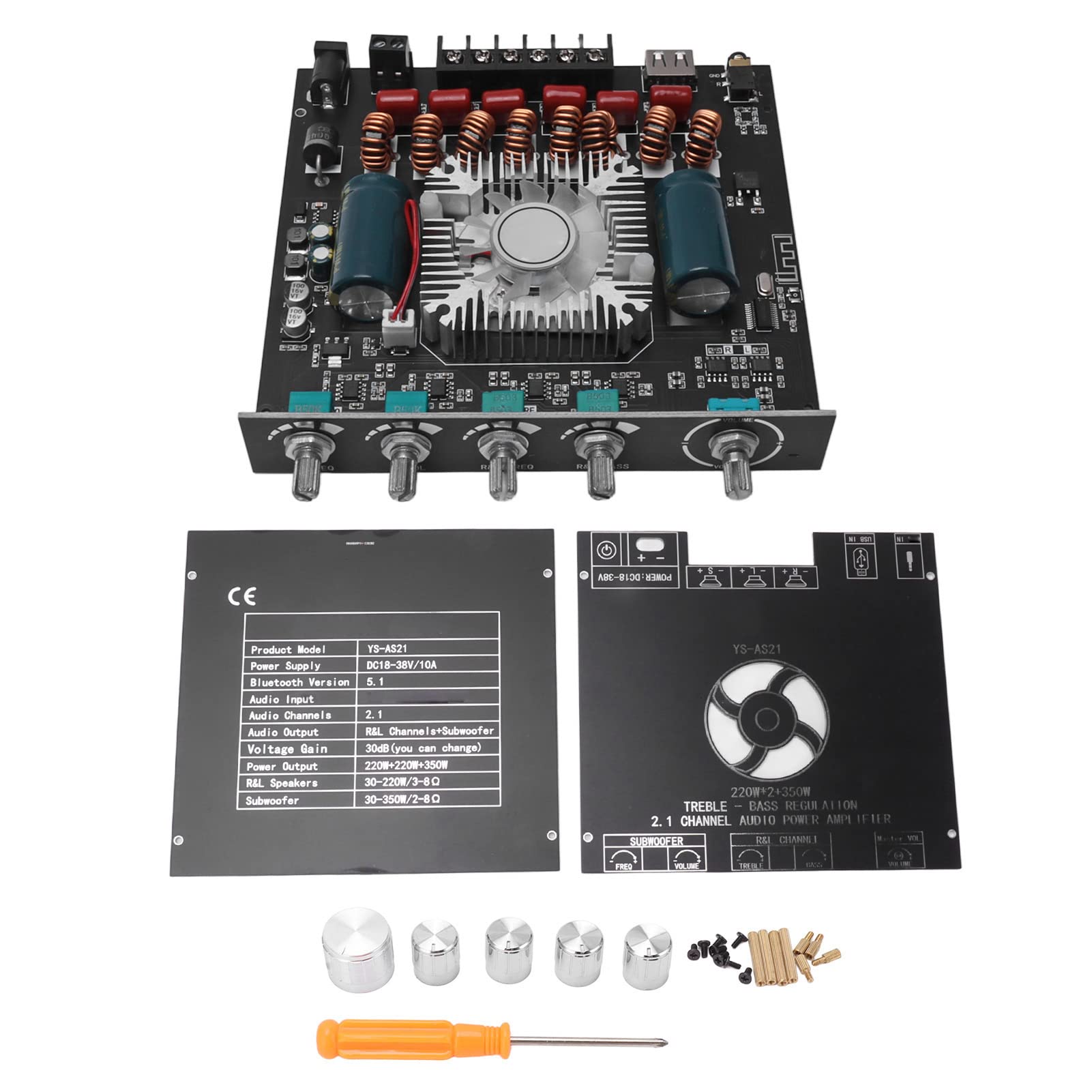 Dioche Amplificador de Potencia HiFi Channel TPA3255 Módulo de Placa Amplificadora de 2 Canales - TPA3255 de Alta Potencia - Se Conecta Eficientemente a Computadoras Portátiles, PC y Teléfonos