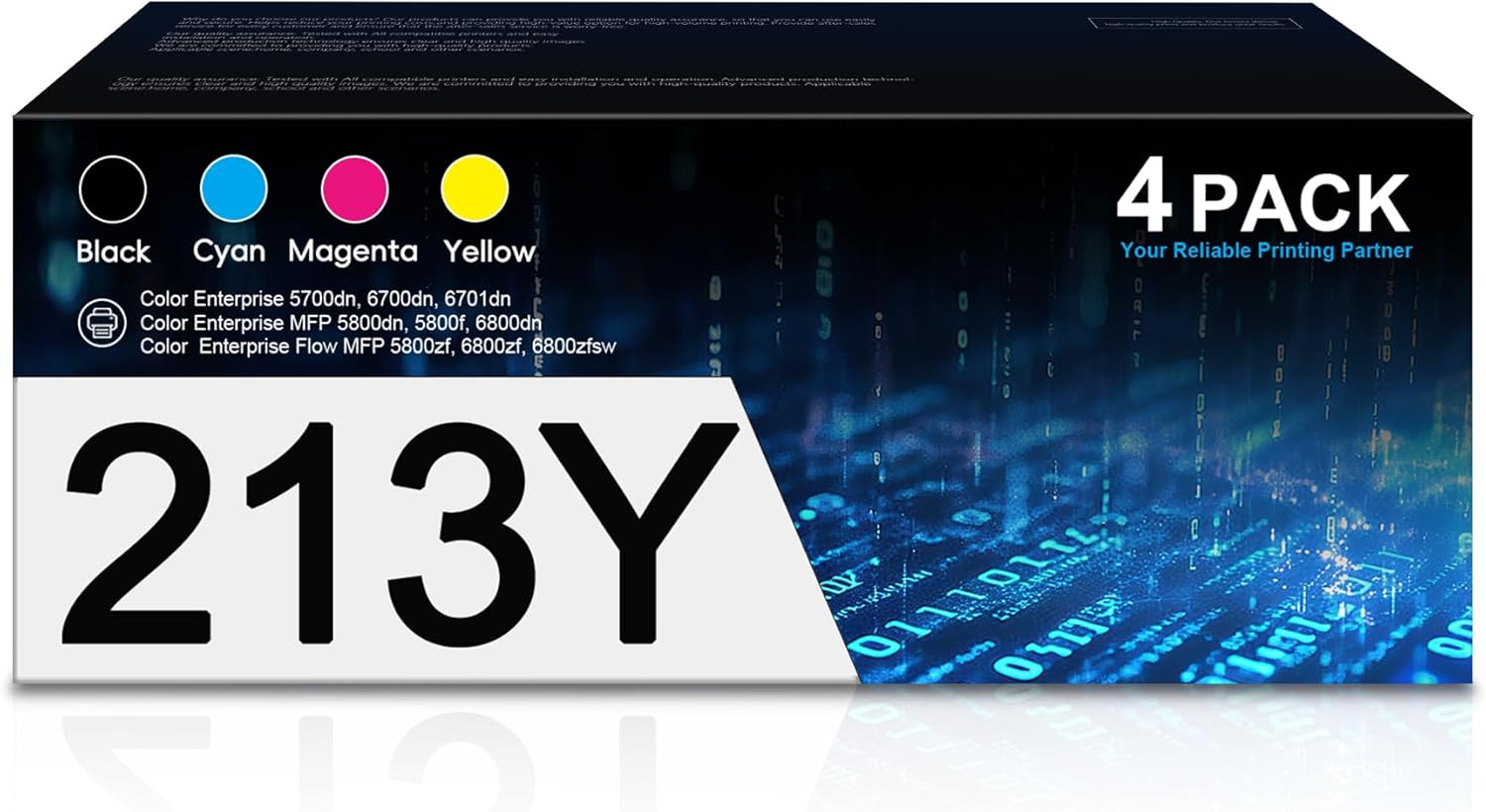 213Y Extra High Yield Toner Cartridge Replacement for HP 213A 213X 213Y W2130Y Toner Works Enterprise 5700 5800 6700 6701 6800 6801 Series Printer | Black Cyan Magenta Yellow