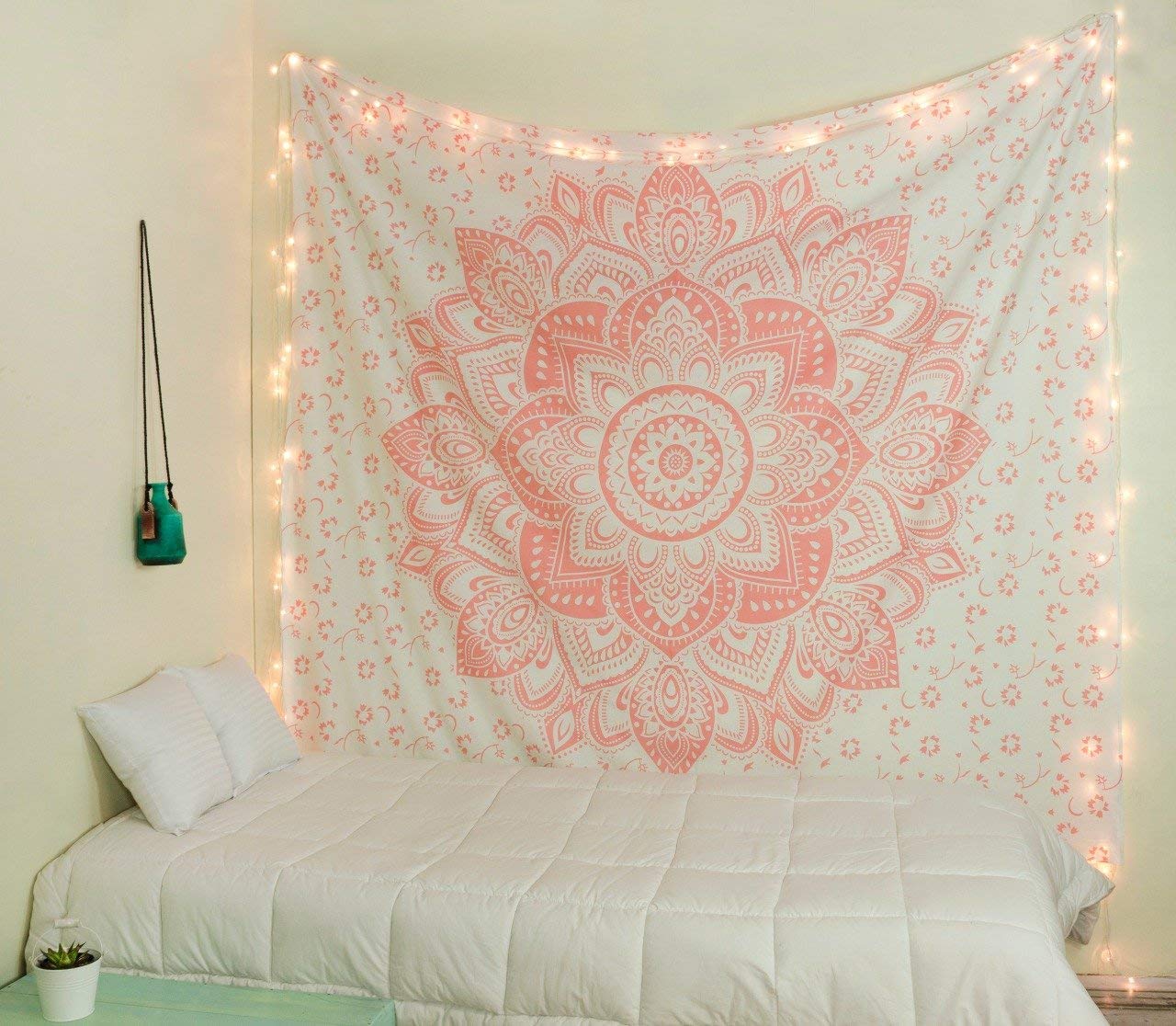 raajsee Metallic Rose Gold Tapestry Wall Hanging Mandala-Bohemian Dorm Decor Hippie Tapestries-Boho Bedding Golden bedspread meditation yoga mat rugs throw