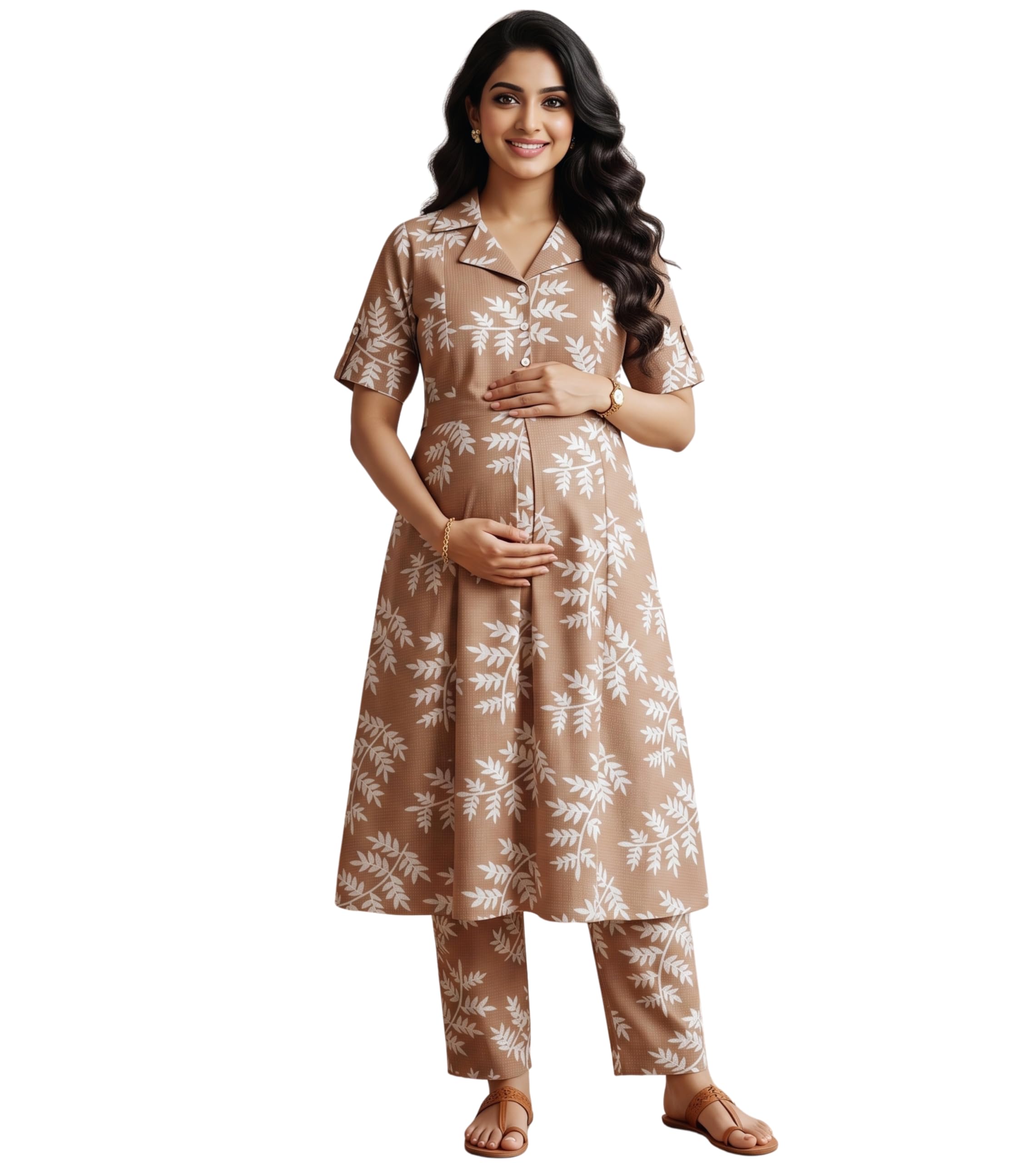 DUMMY SHAPE Maternity Kurta Set for Women Feeding | Cotton Blend Floral Printed Kurti Pant Suit with Dual Nursing Zippers, Side Pocket to Pre & Post Pregnancy | Gift for Pregnant Woman-picture-55
