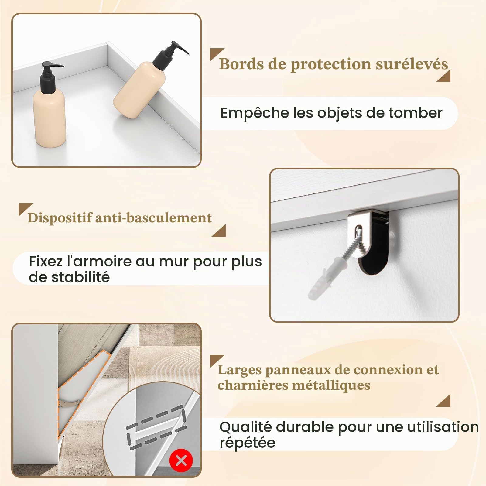 GOPLUS Colonne Salle de Bain Etroit, 40 x 40 x 170CM, Rangement Salle de Bain avec Sac à Linge Indépendant Amovible 48L, 3 Compartiements avec Étagère Réglable, Idéal pour WC, Buanderie, Salon (Blanc)