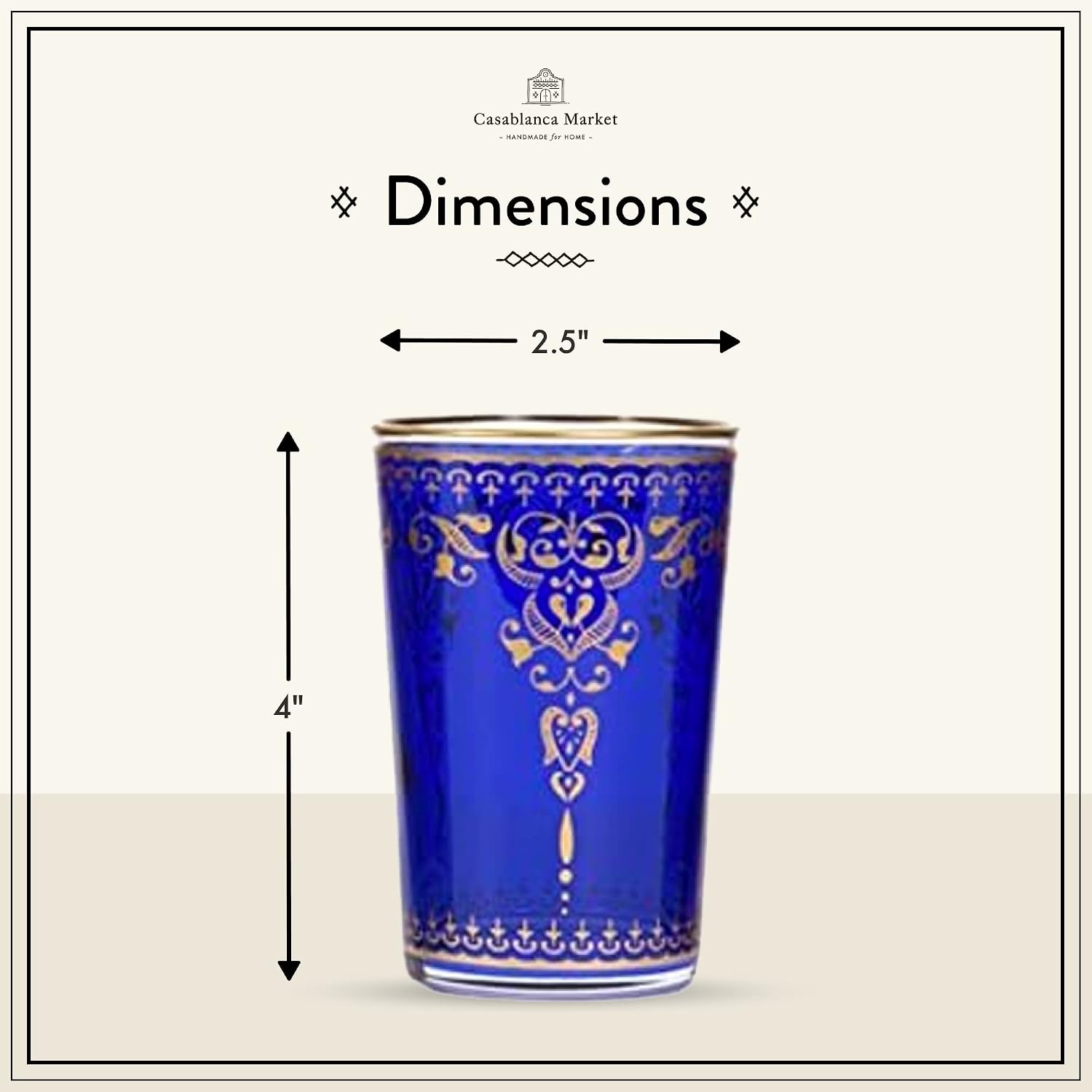 Casablanca Market Moroccan New Morjana Tea Glasses, Gold Mix, Set of 6