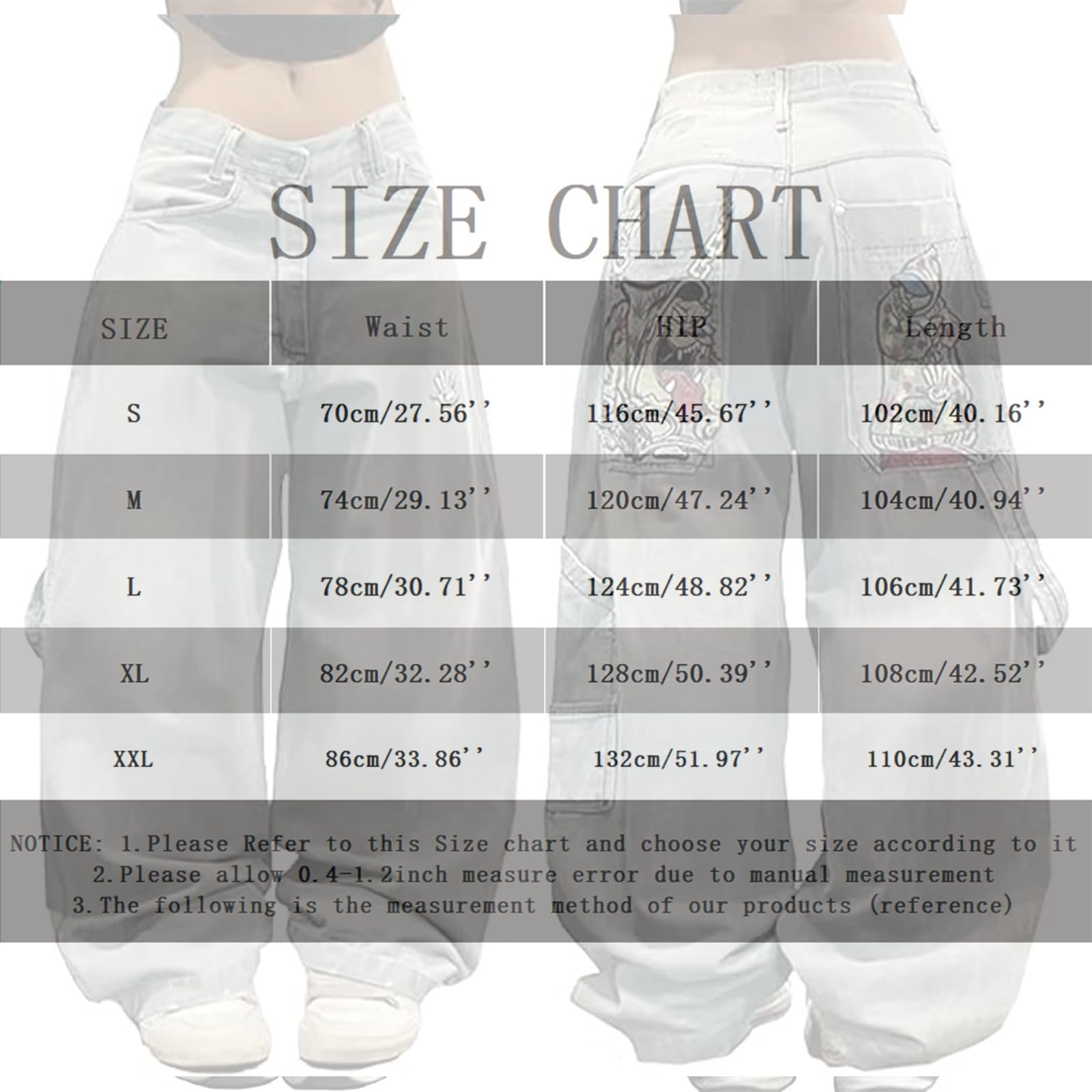 Herren Baggy Jeans Y2K Vintage Bedruckt Denim Hosen Men Hip Hop Streetwear Teenager Jungen Straight Leg Skateboard Pants