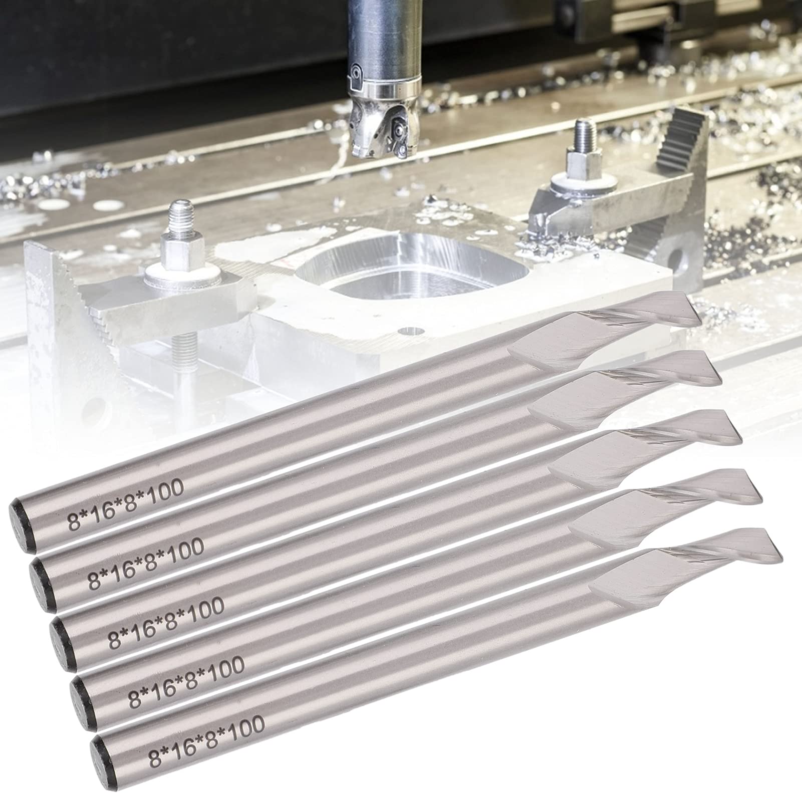 Frez trzpieniowy spiralny 1 flet frez CNC stal szybkotnąca 8mm Shank 5 sztuk zestaw do frezarki CNC obrabiarki do drewna