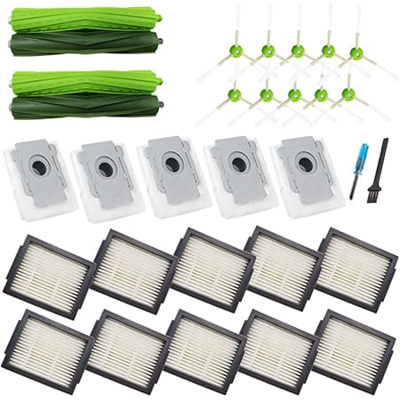 Amazon.com: Amyehouse Juego de 29 piezas de repuesto compatible con iRobot  Roomba i1+ i4+ i7 i7+ i3+ i6+ i8+ j7+ Plus aspiradora 2 cepillos de goma y  10 filtros HEPA y 10