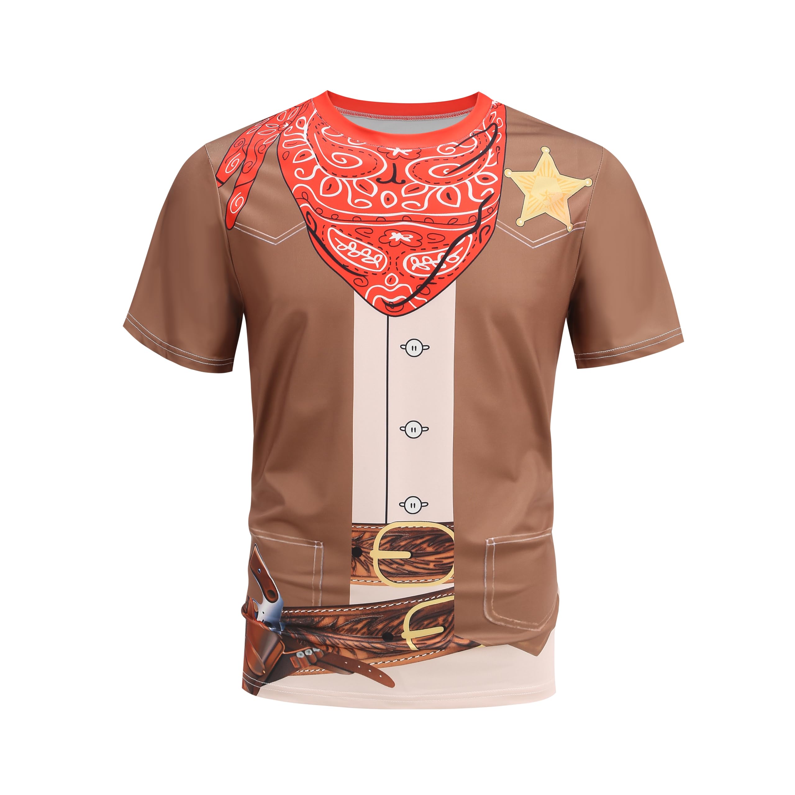 GRAJTCIN Cowboy Costume Mens Funny Polo Shirts Western Cosplay Halloween